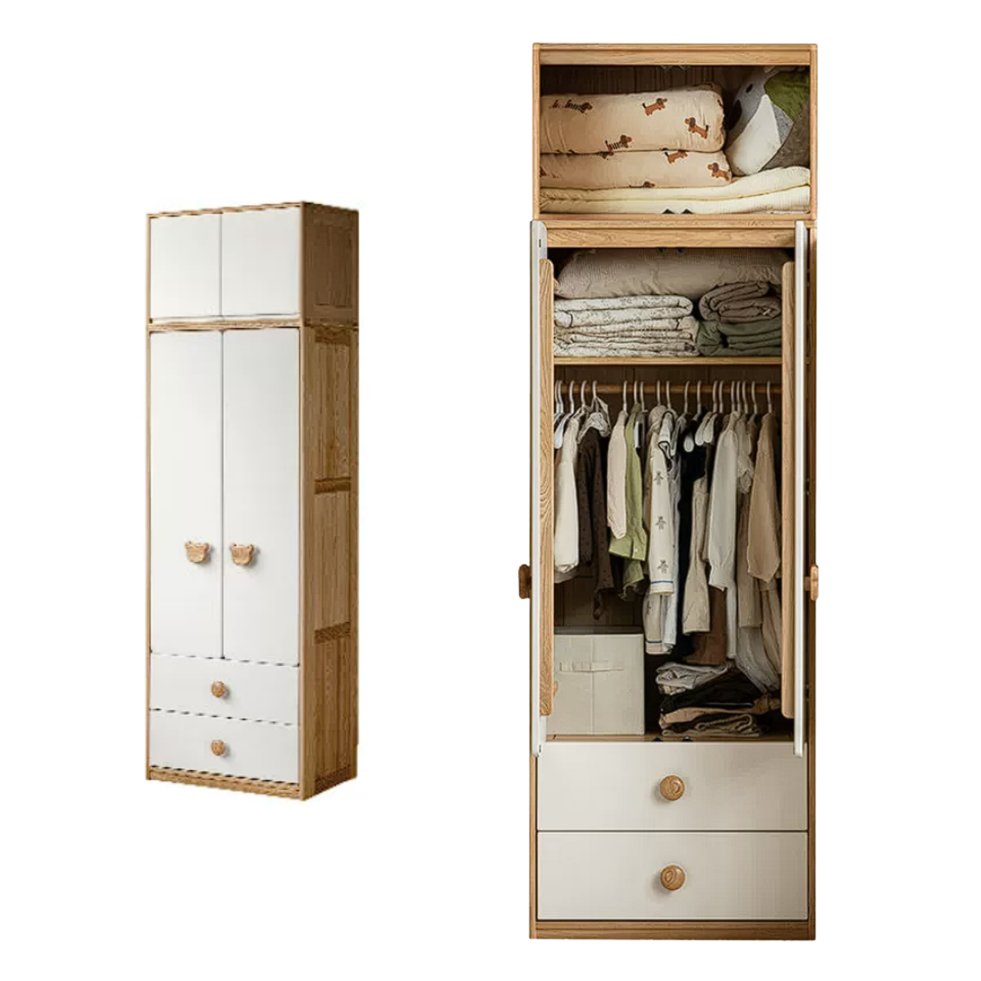 Oak Solid Wood Kids Wardrobe Combination
