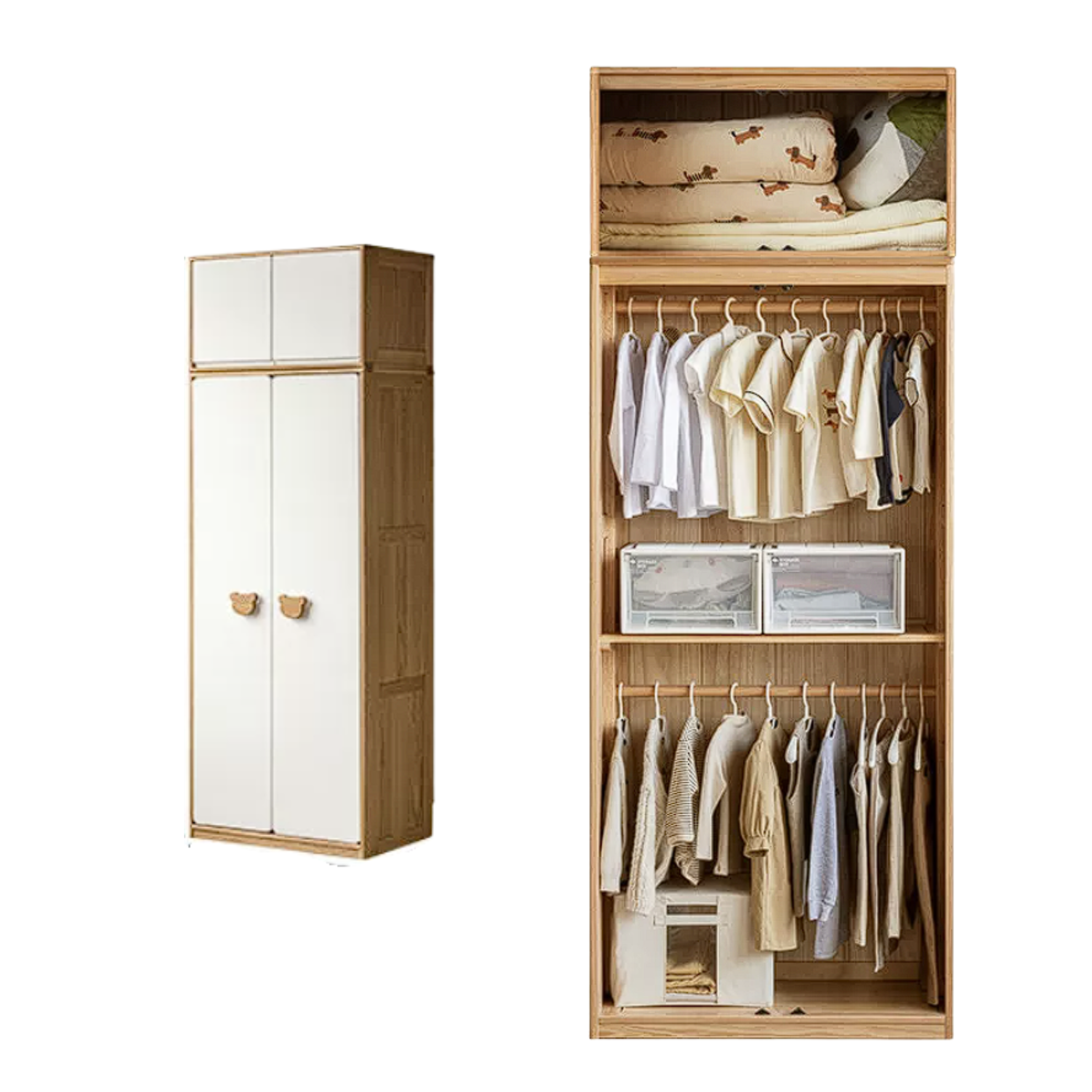 Oak Solid Wood Kids Wardrobe Combination