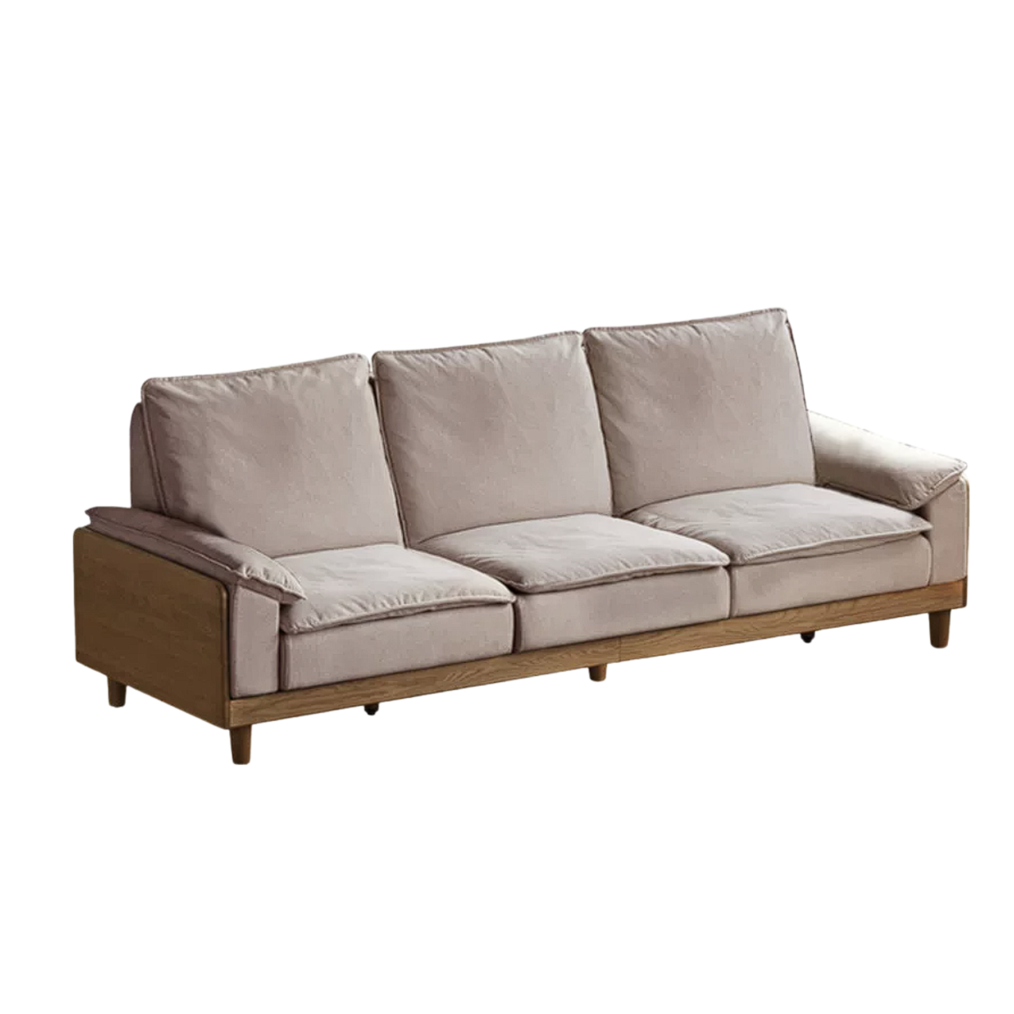 Red Oak, White Oak, Ash Solid Wood Linen Track Arm Sofa