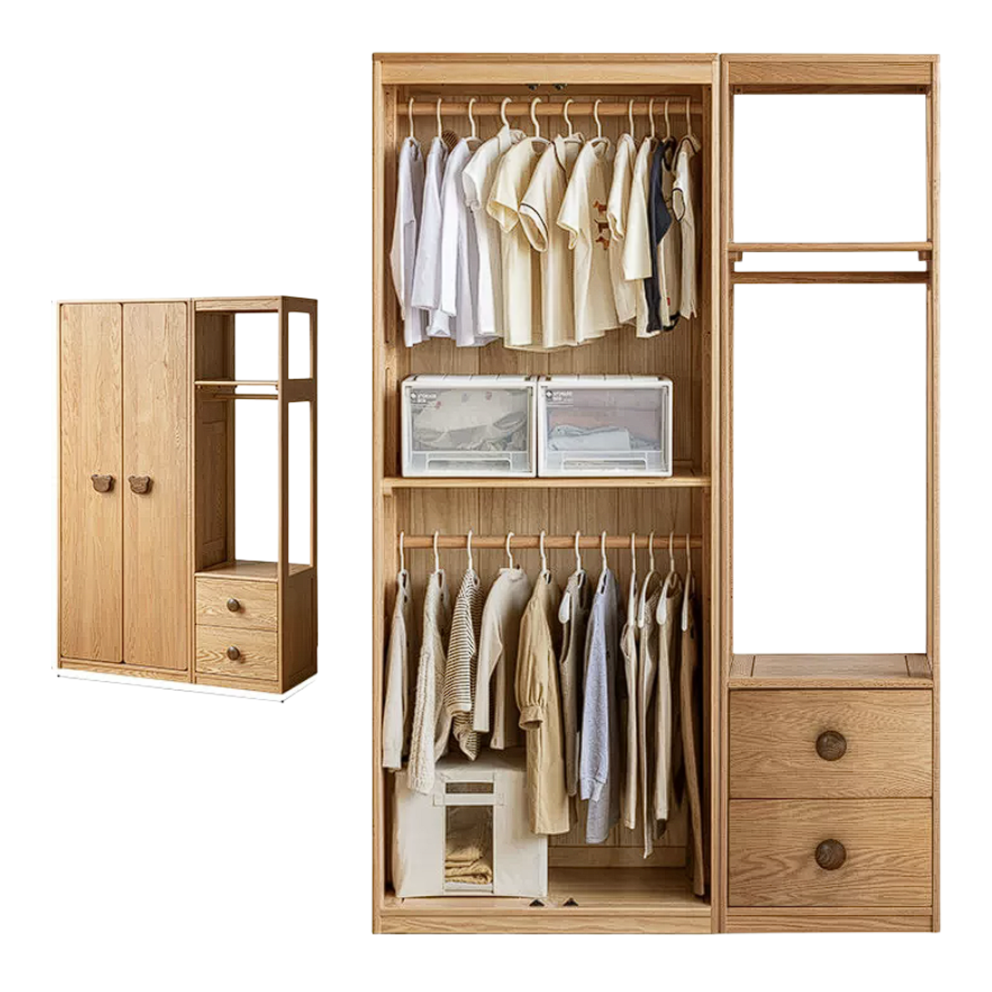 Oak Solid Wood Kids Wardrobe Combination
