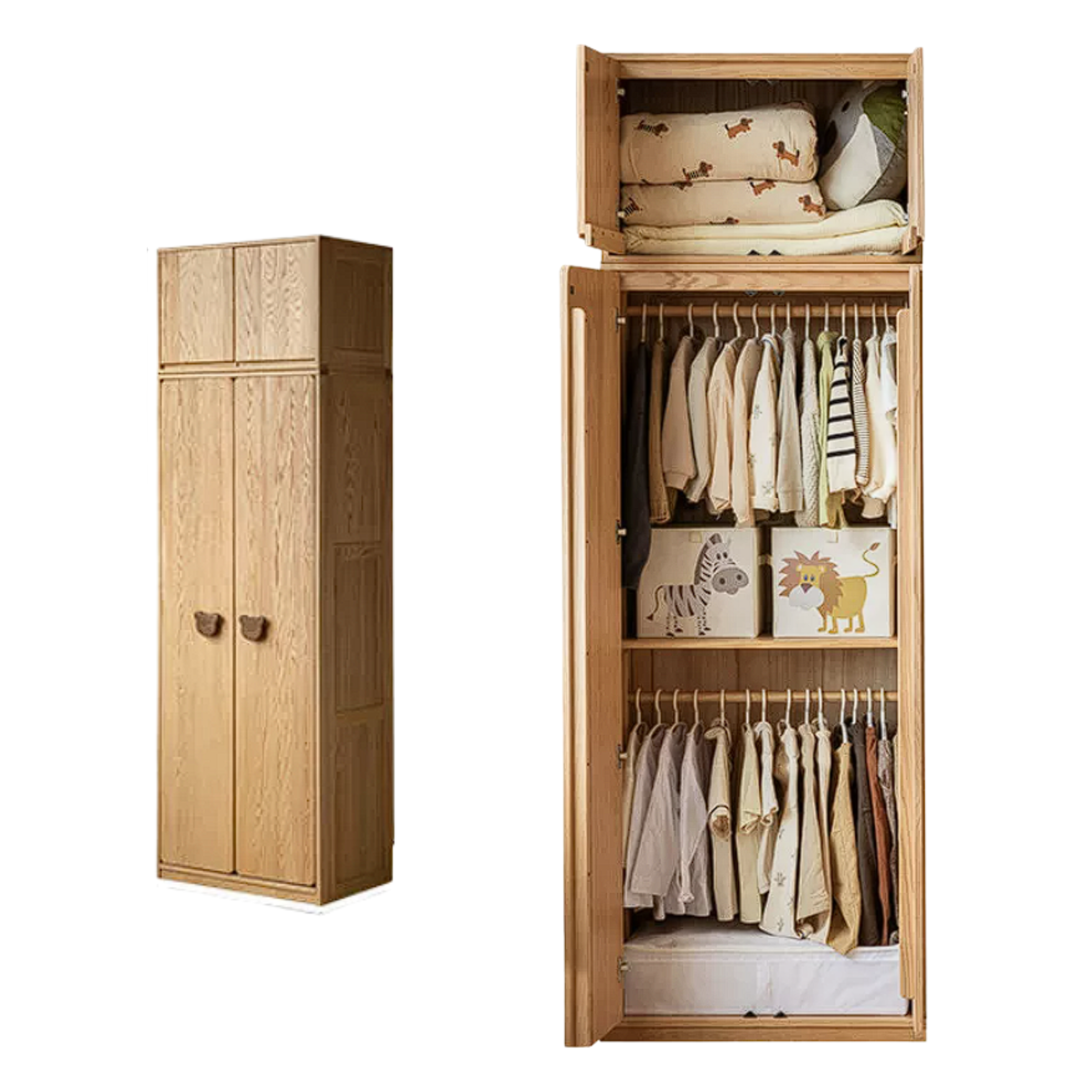 Oak Solid Wood Kids Wardrobe Combination