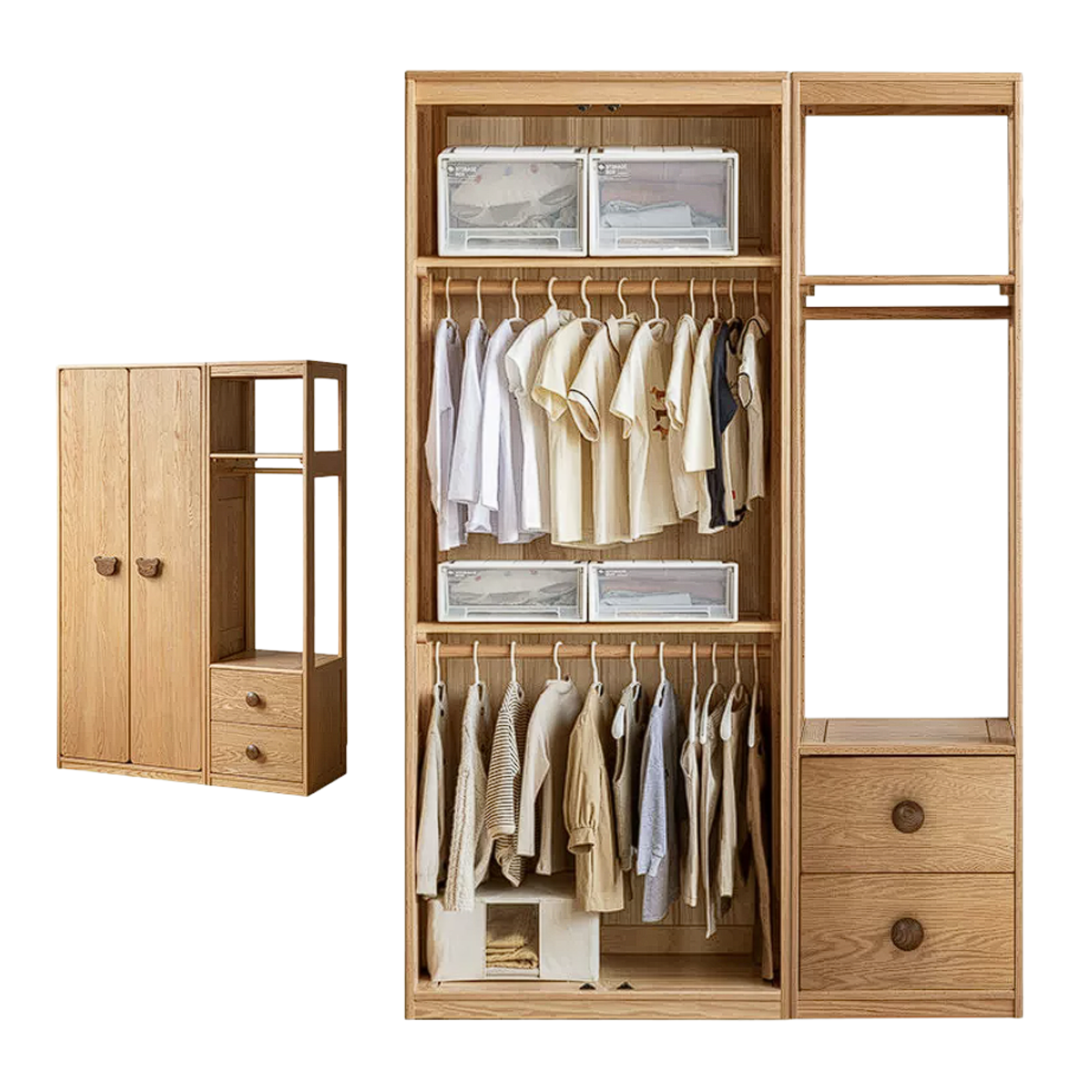 Oak Solid Wood Kids Wardrobe Combination