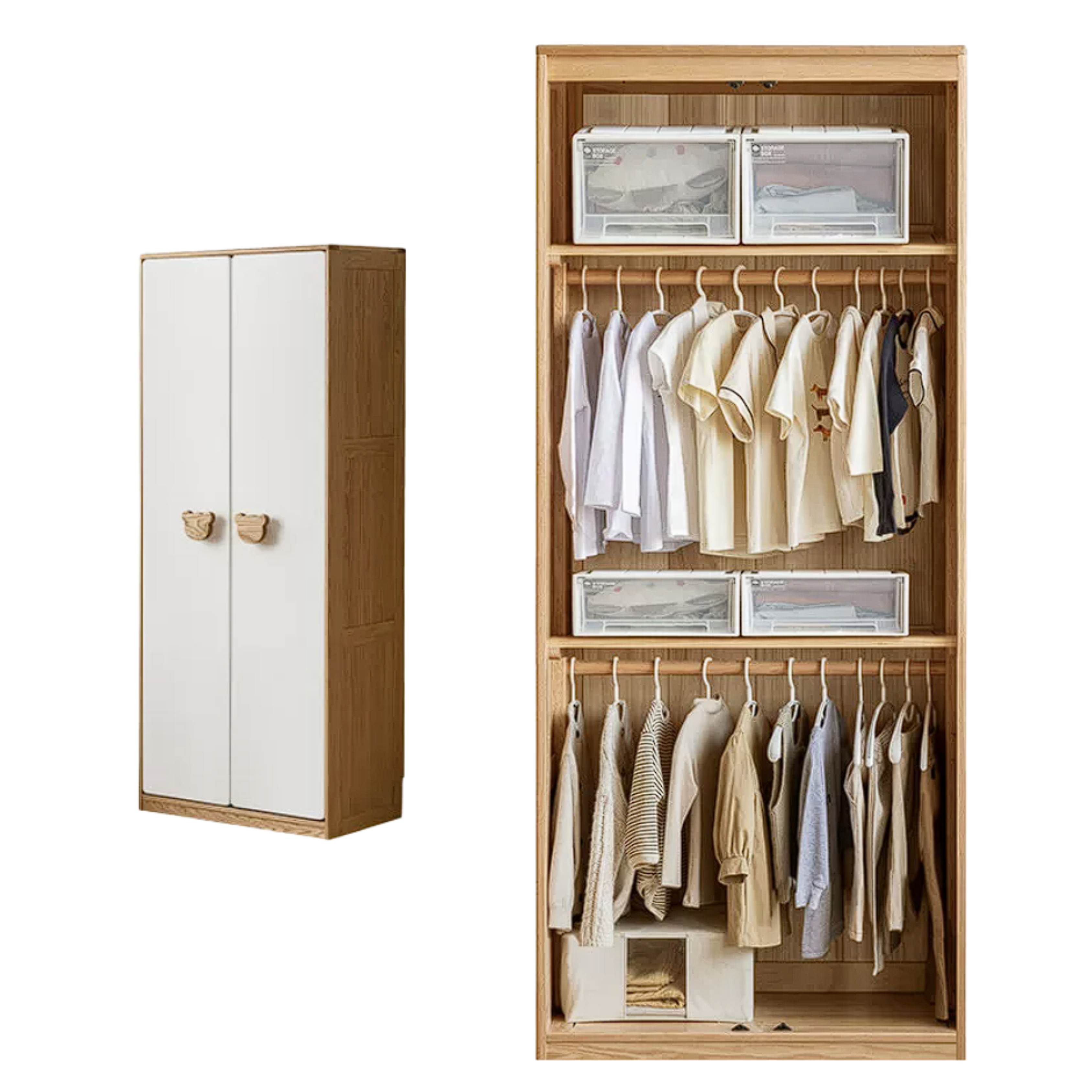 Oak Solid Wood Kids Wardrobe Combination