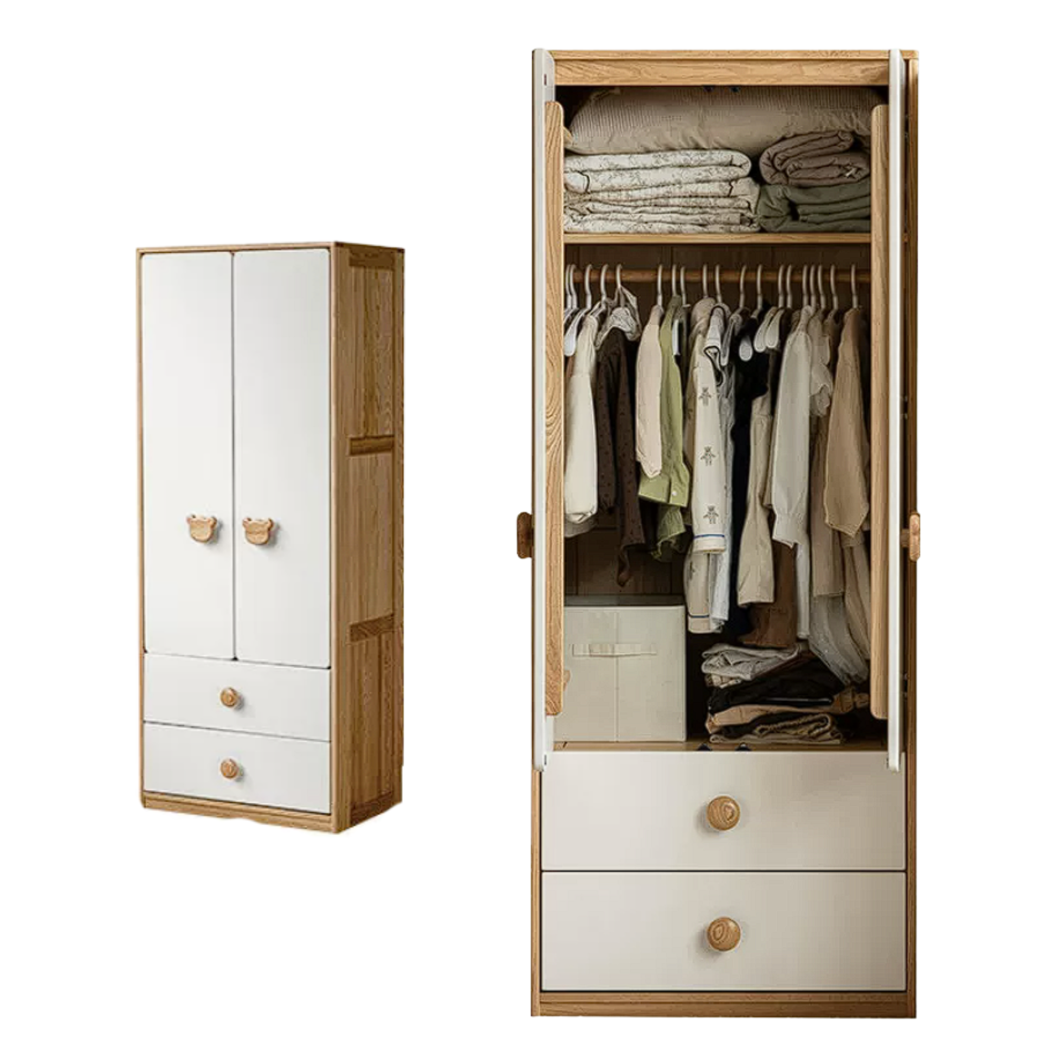 Oak Solid Wood Kids Wardrobe Combination
