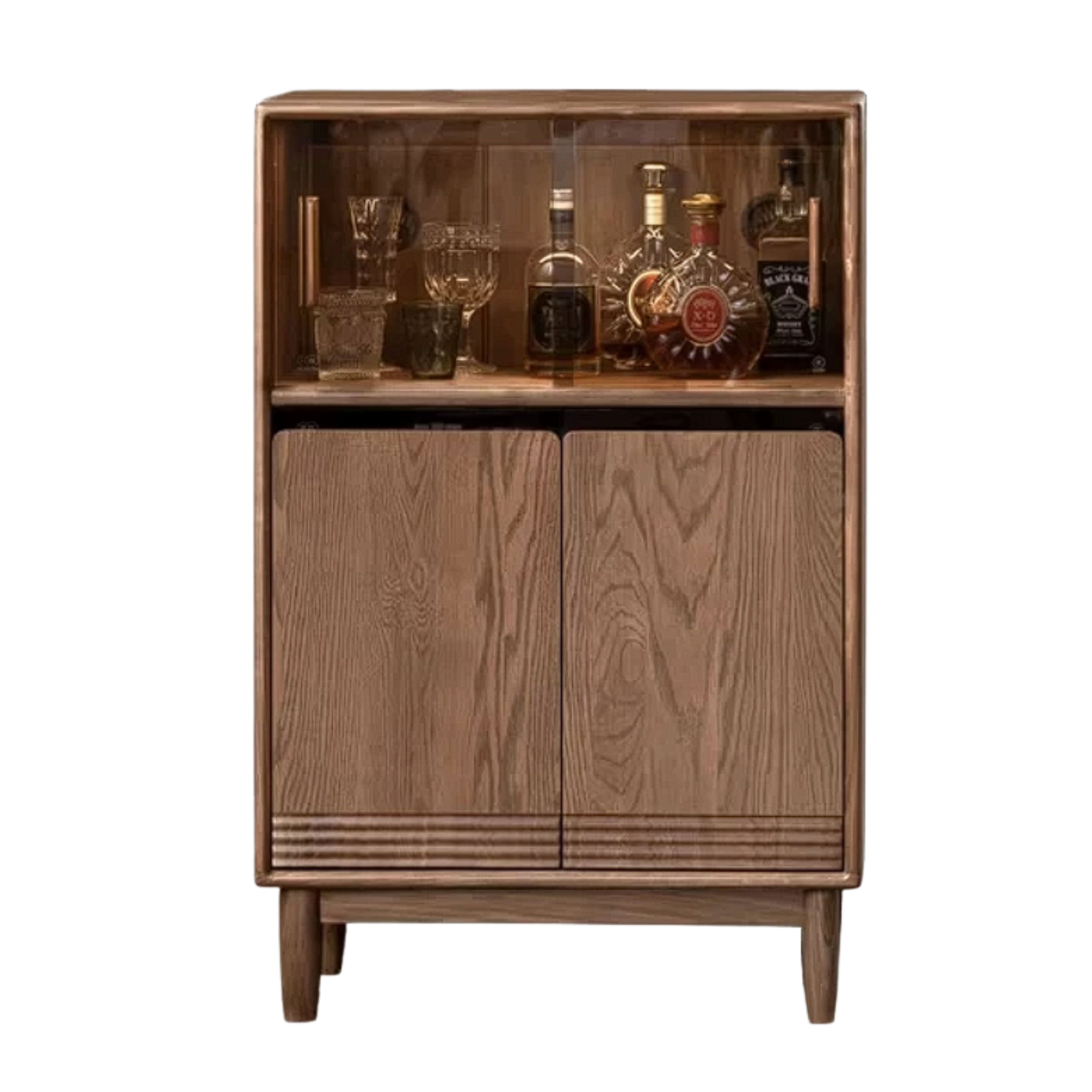 Black Walnut, Golden Rosewood, Oak, Ash, Cherry Solid Wood Side Cabinet with Minimalist TV Stand Storage Design