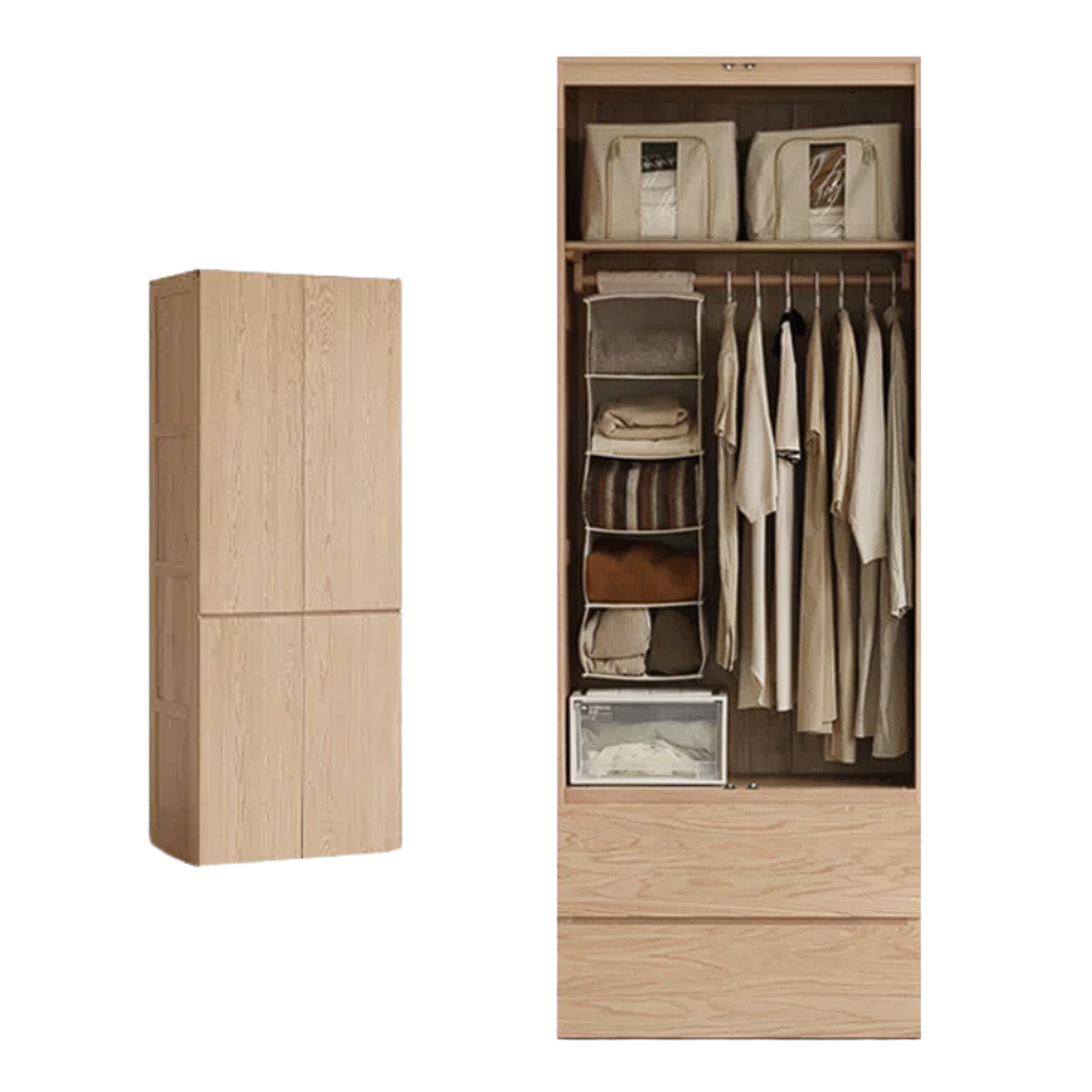 Oak, Ash Solid Wood Sectional Wardrobe