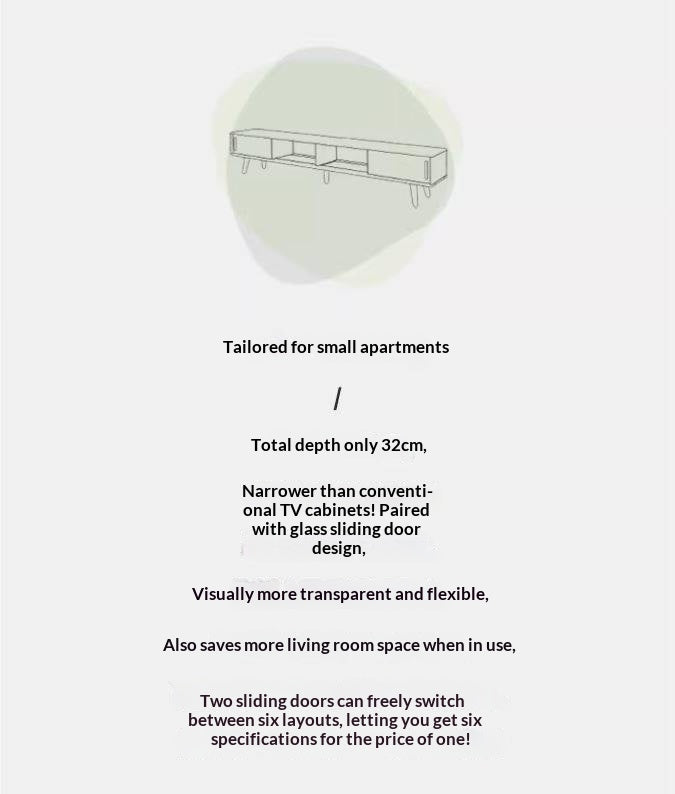 Solid RubberWood, Oak Solid Wood TV Stand Glass Sliding Door