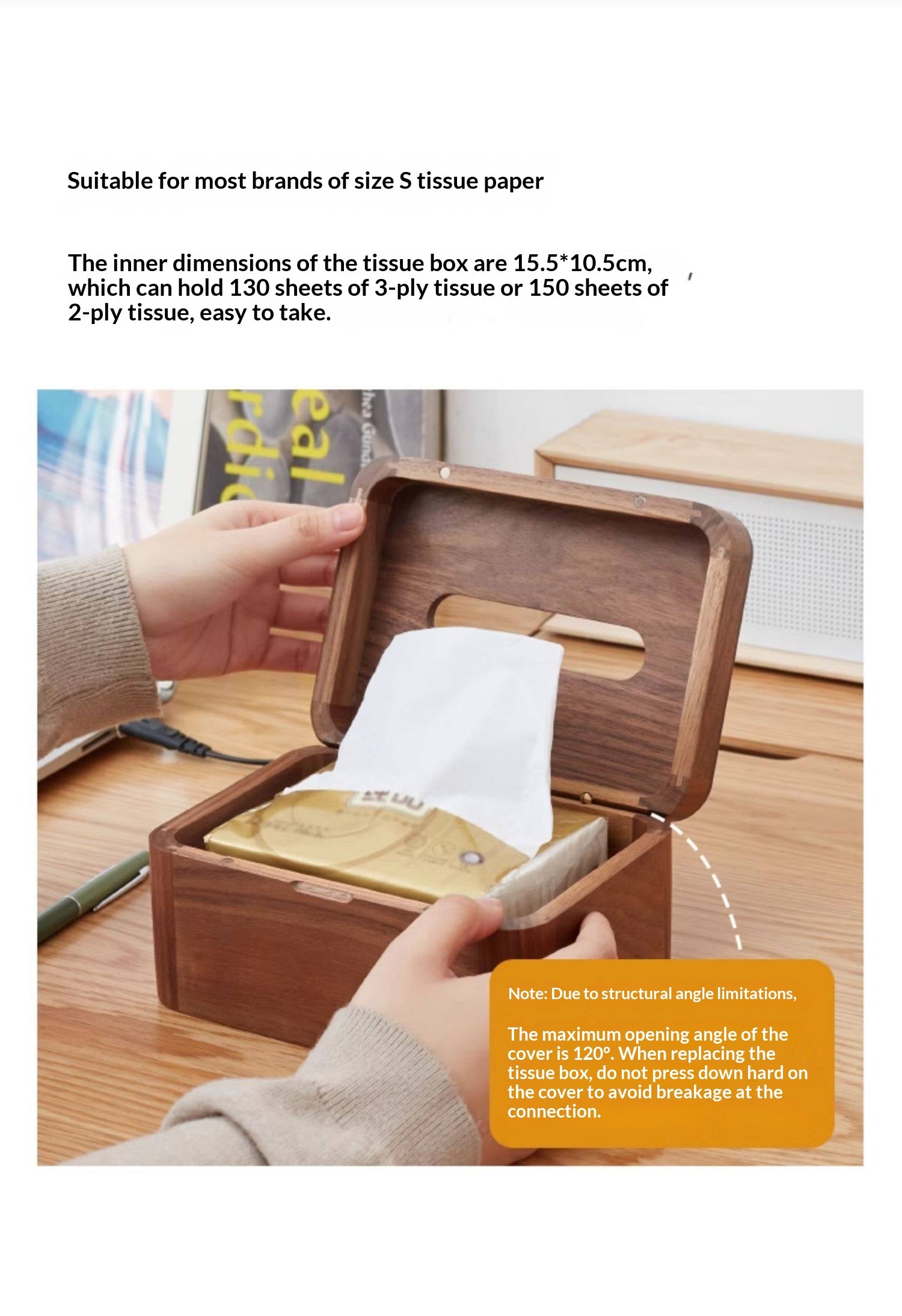 Black Walnut, Acacia Solid Wood Nordic Tissue Box