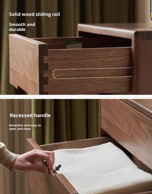 Black Walnut Solid Wood Modern Nordic Style Side Cabinet