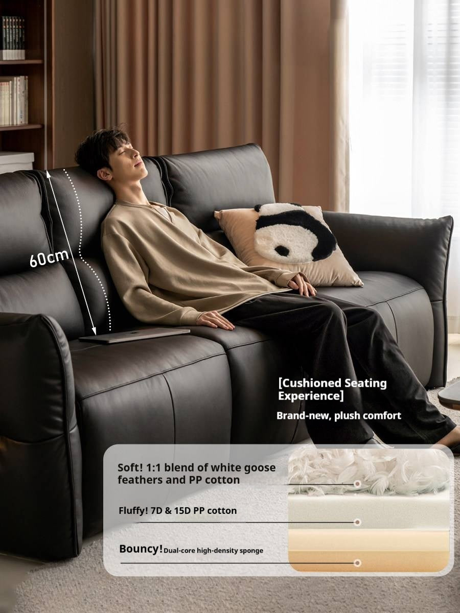 Genuine Leather Sofa Italian Light Luxury Tofu Block Sofa