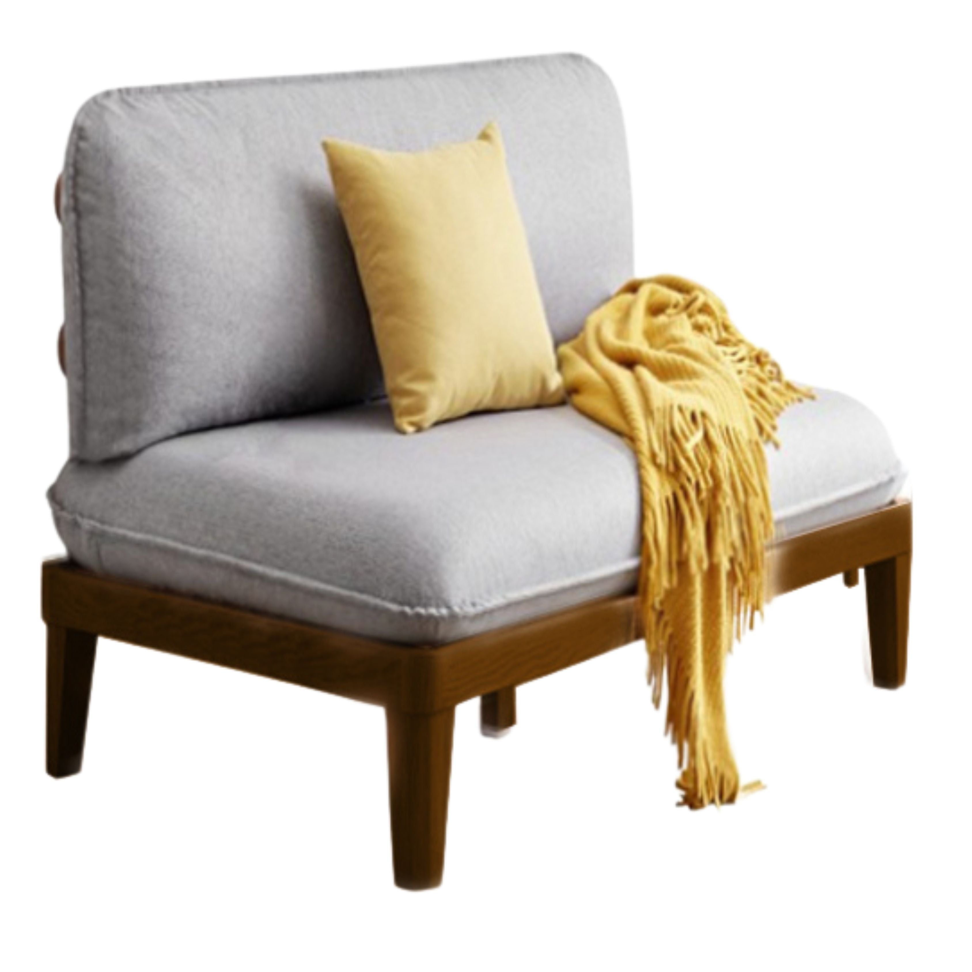 Oak Solid wood Armless Straight Fabric Sofa.