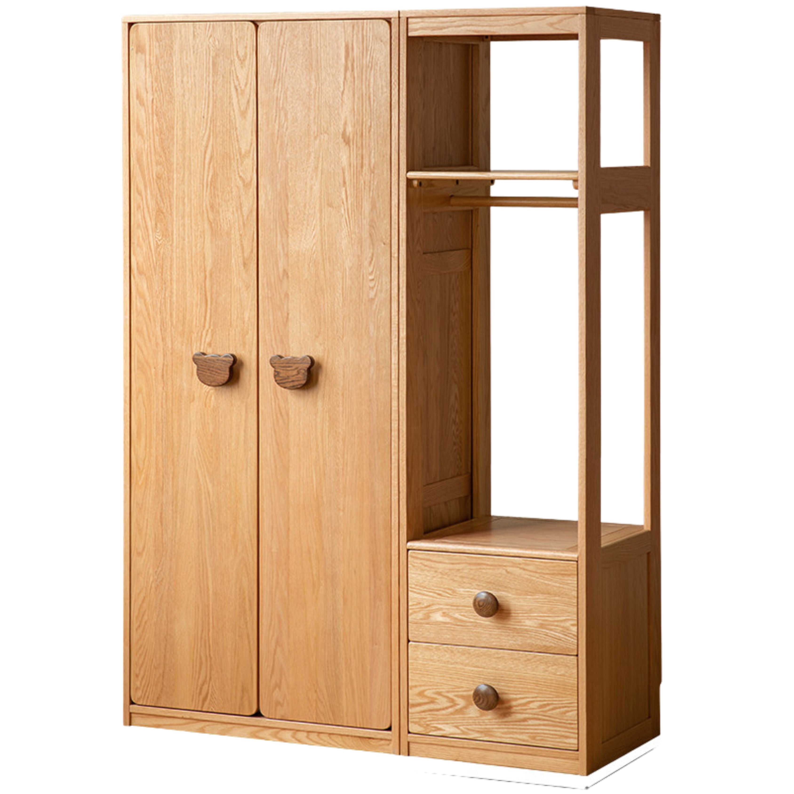 Oak Solid Wood Children's Wardrobe Combination