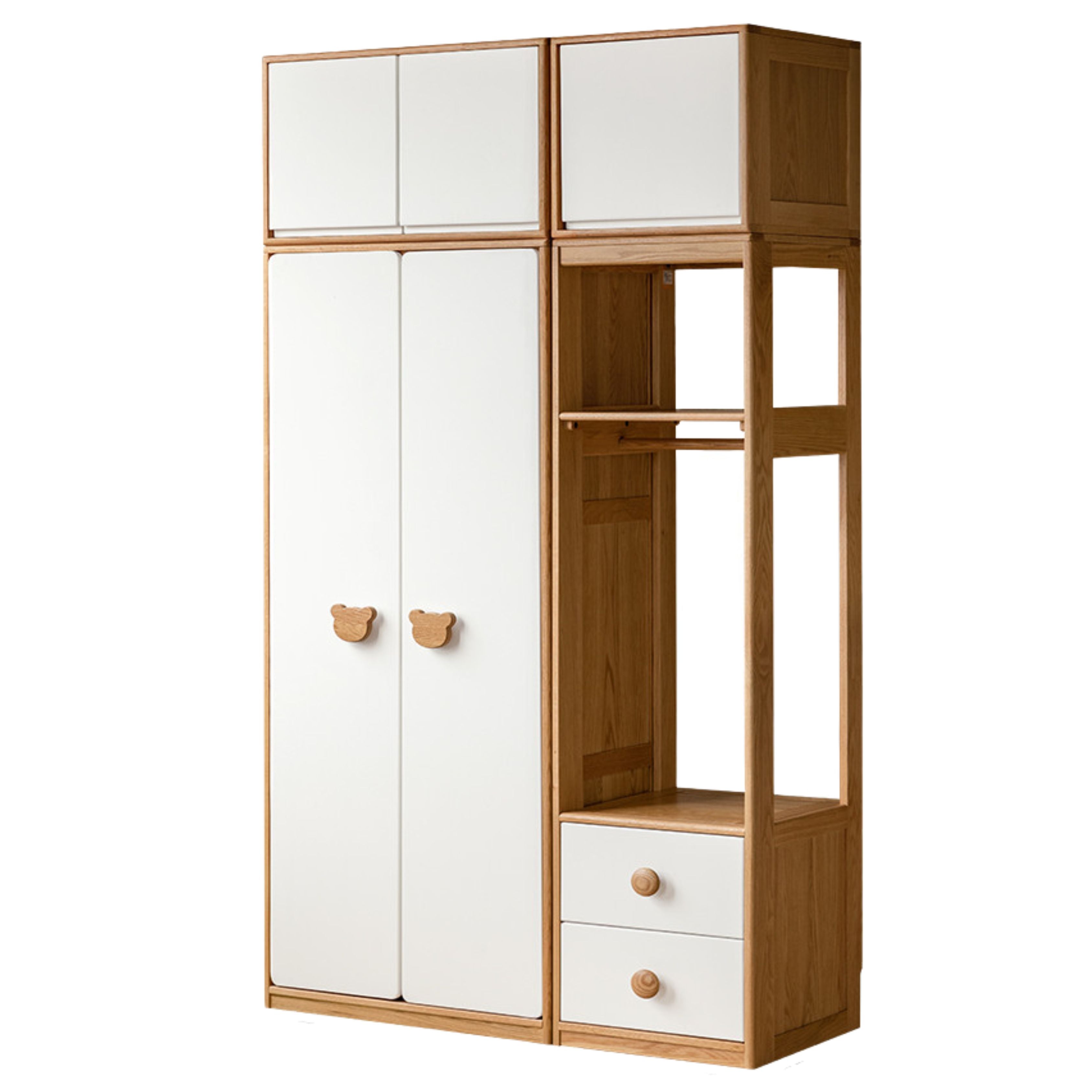 Oak Solid Wood Children's Wardrobe Combination