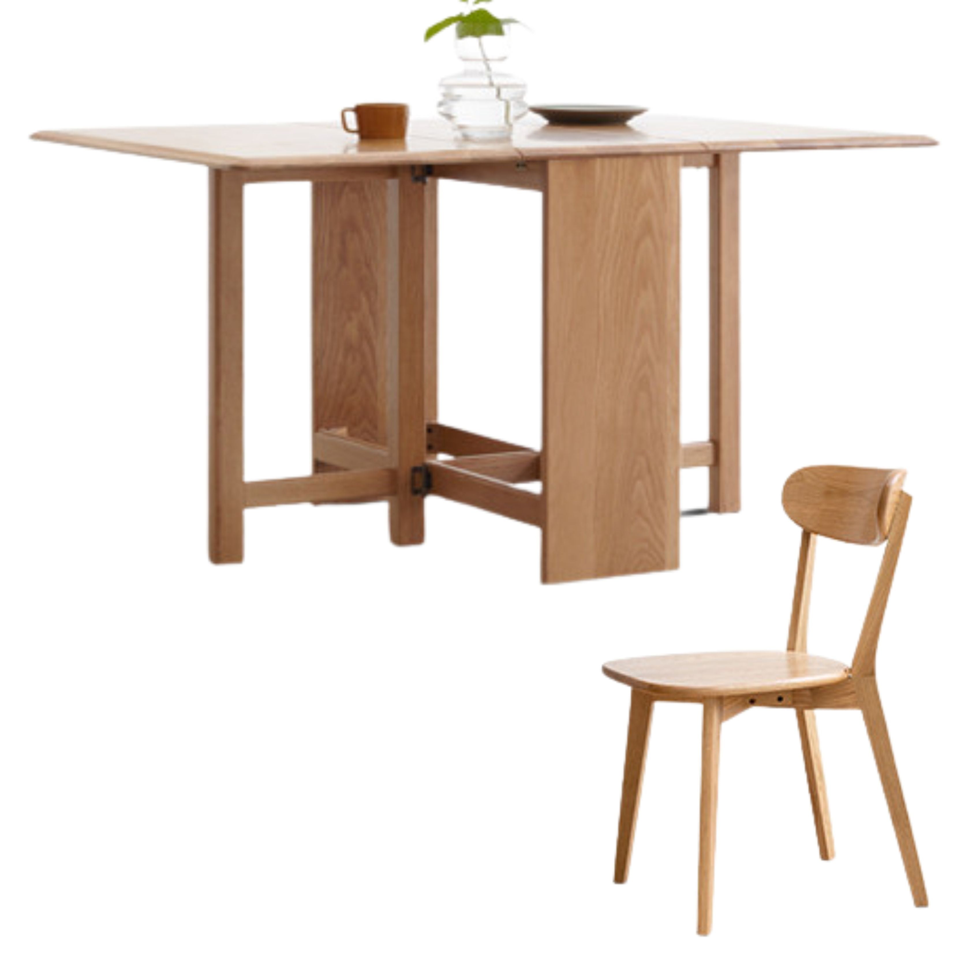 Oak Solid Wood Retractable Dining Table