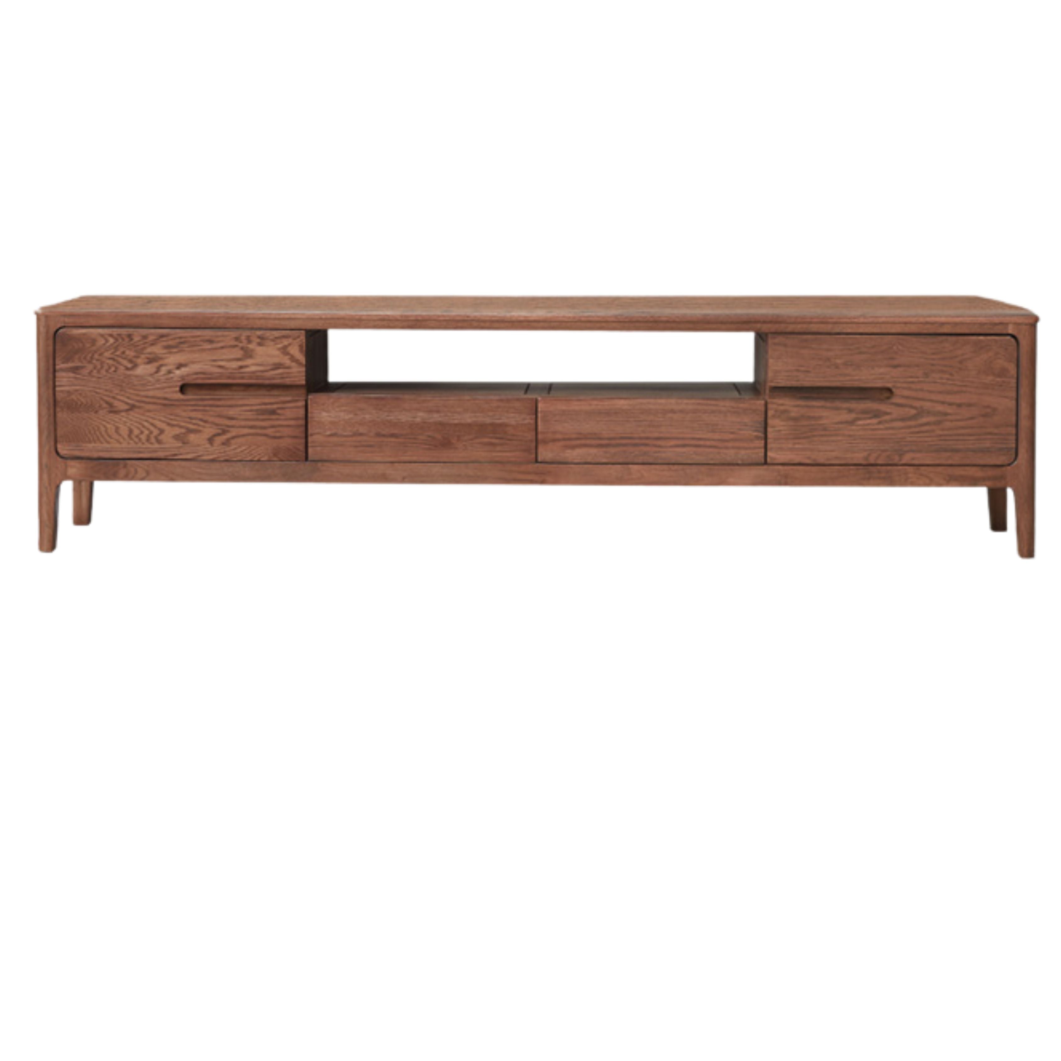 Oak, Solid Rubberwood Modern TV Stand