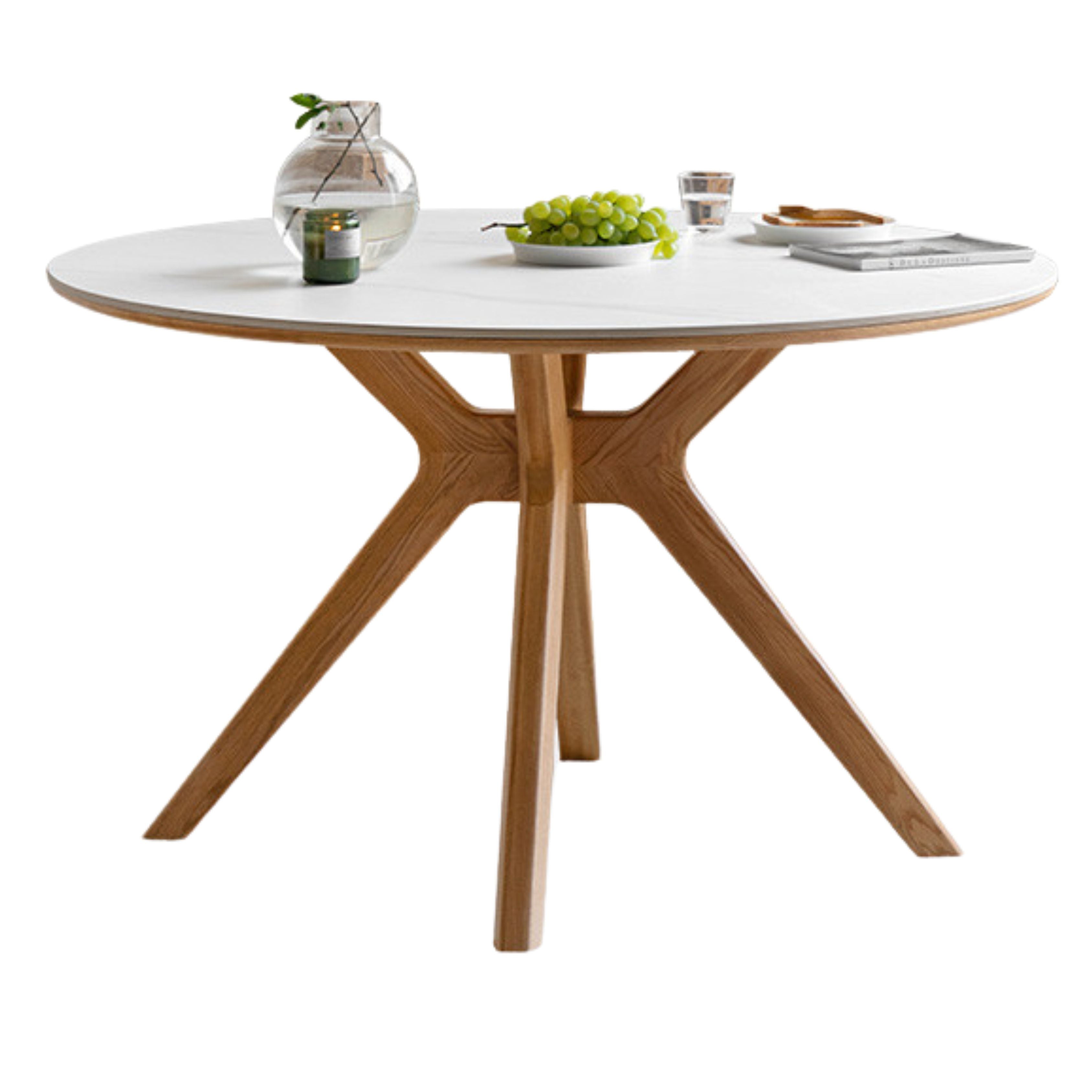Oak Solid Wood Modern Minimalist Style Round Dining Table