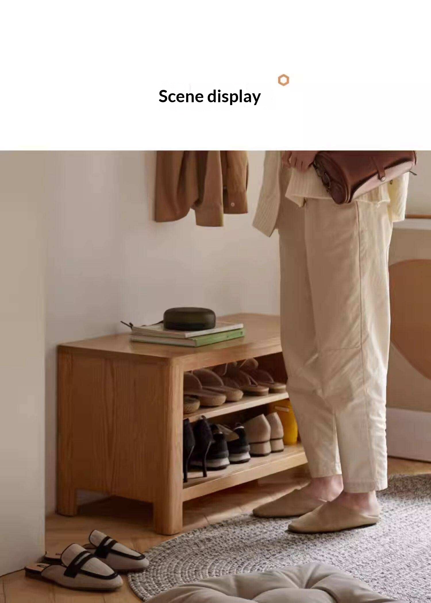 Oak Solid Wood Shoe Storage Bench