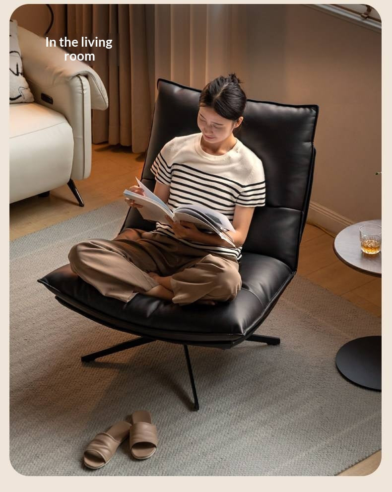 Italian Modern Swivel Lounge Chair with Upholstered Cushion eco leather