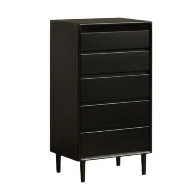 Rubber Solid Wood Modern Black Drawer Cabinet
