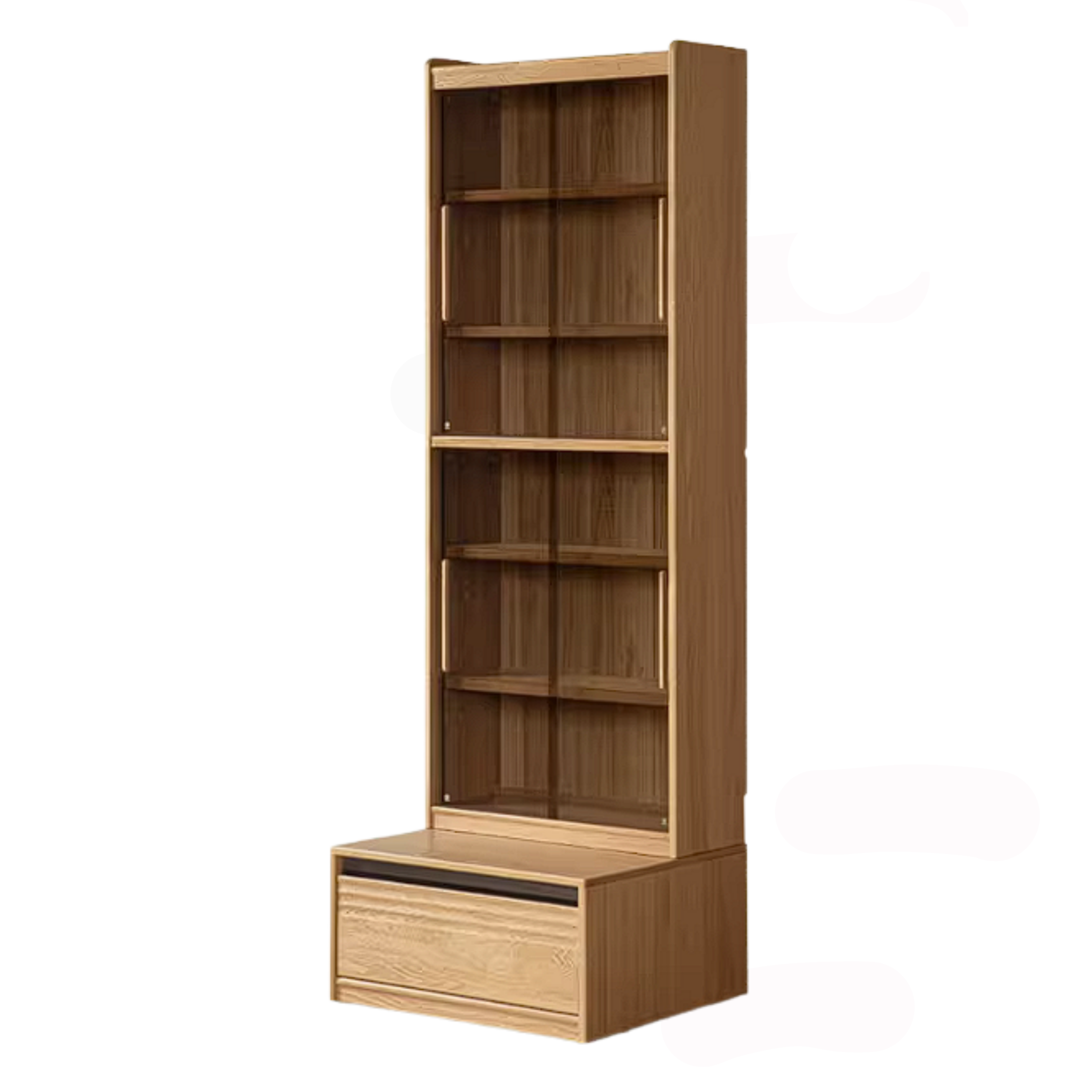 Oak Solid Wood Bookshelf with Integrated Booth Seating