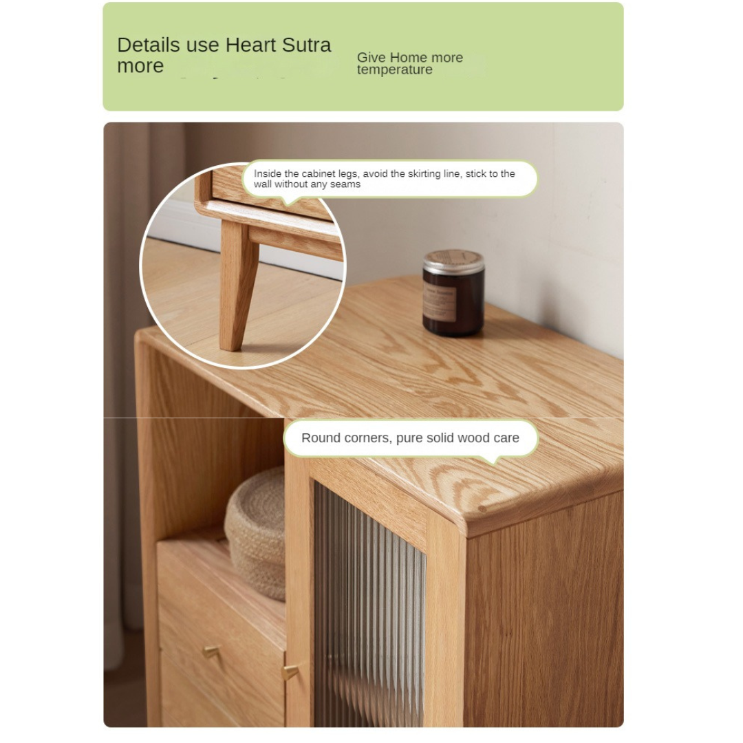 Rubberwood, Beech, Oak Solid Wood Nordic Side Cabinet