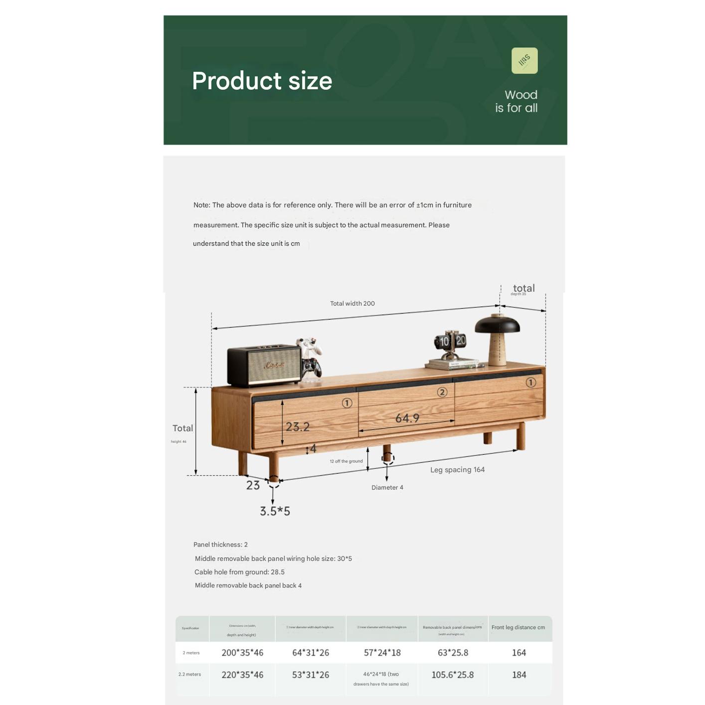 Oak Solid Wood Modern TV Cabinet.