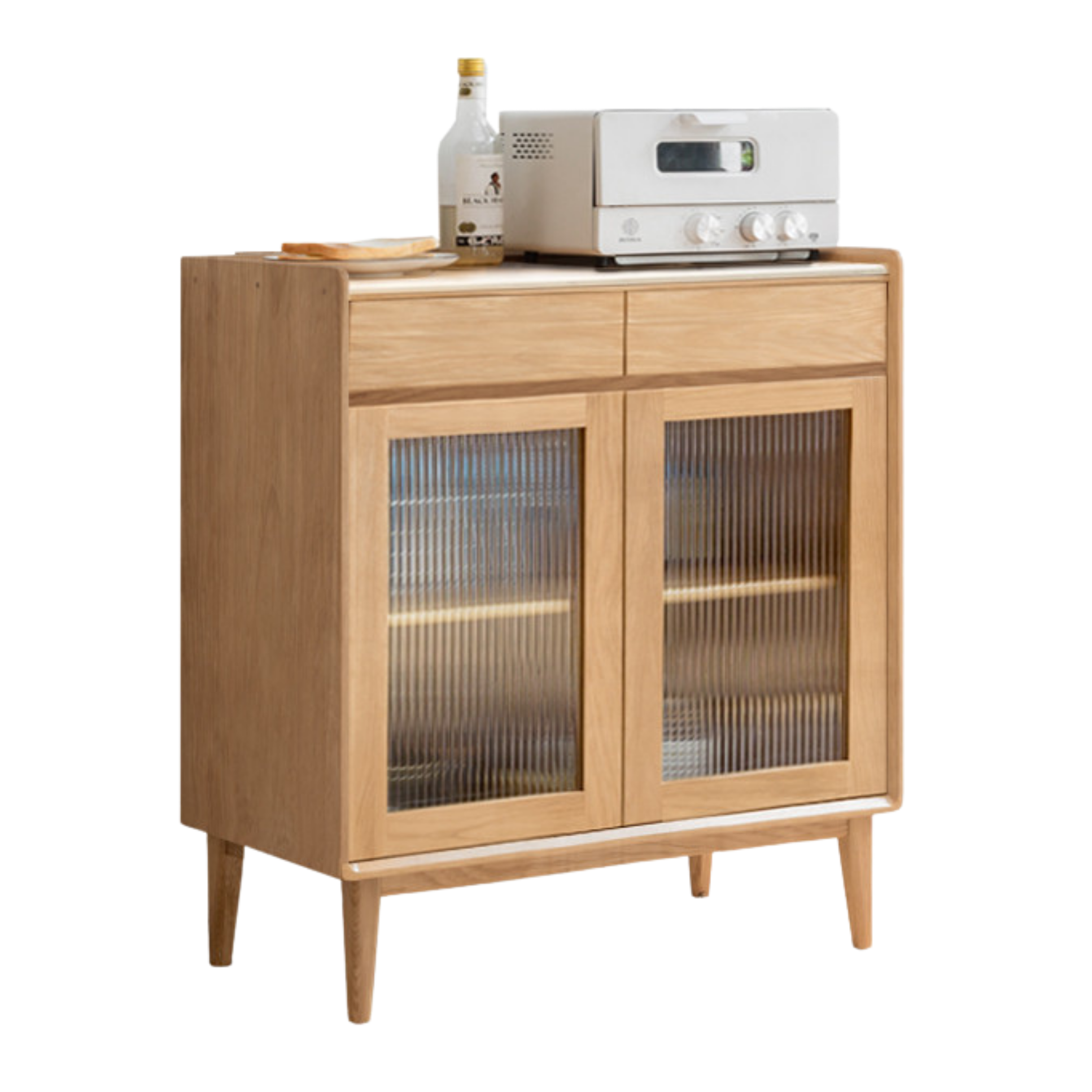 Oak Solid Wood, Solid RubberWood Nordic Modern Sideboard