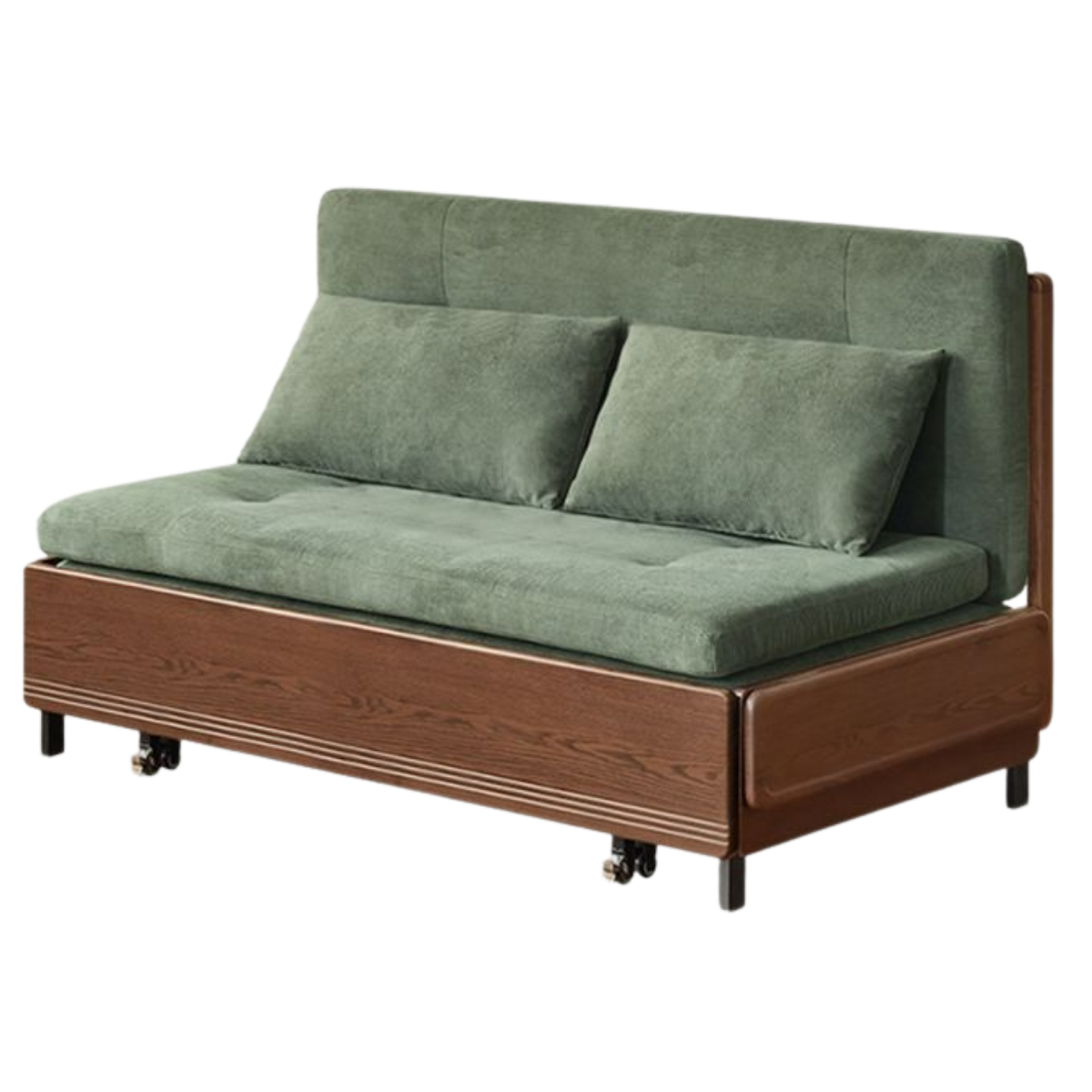 Black Walnut, Oak Solid Wood Sleeper Chair-sofa Bed with Attached Fold-Out Side Tray