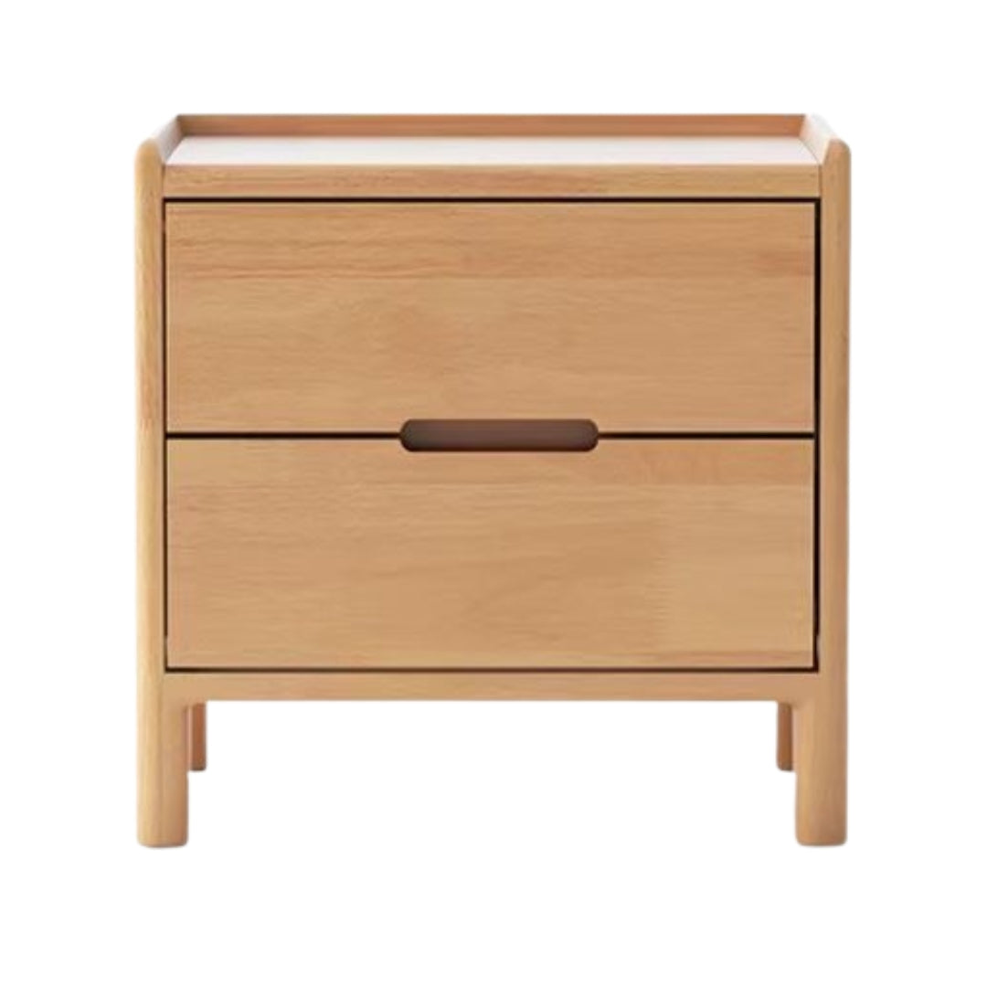 Oak Solid Wood, Solid Rubberwood Nordic Modern Nightstand.