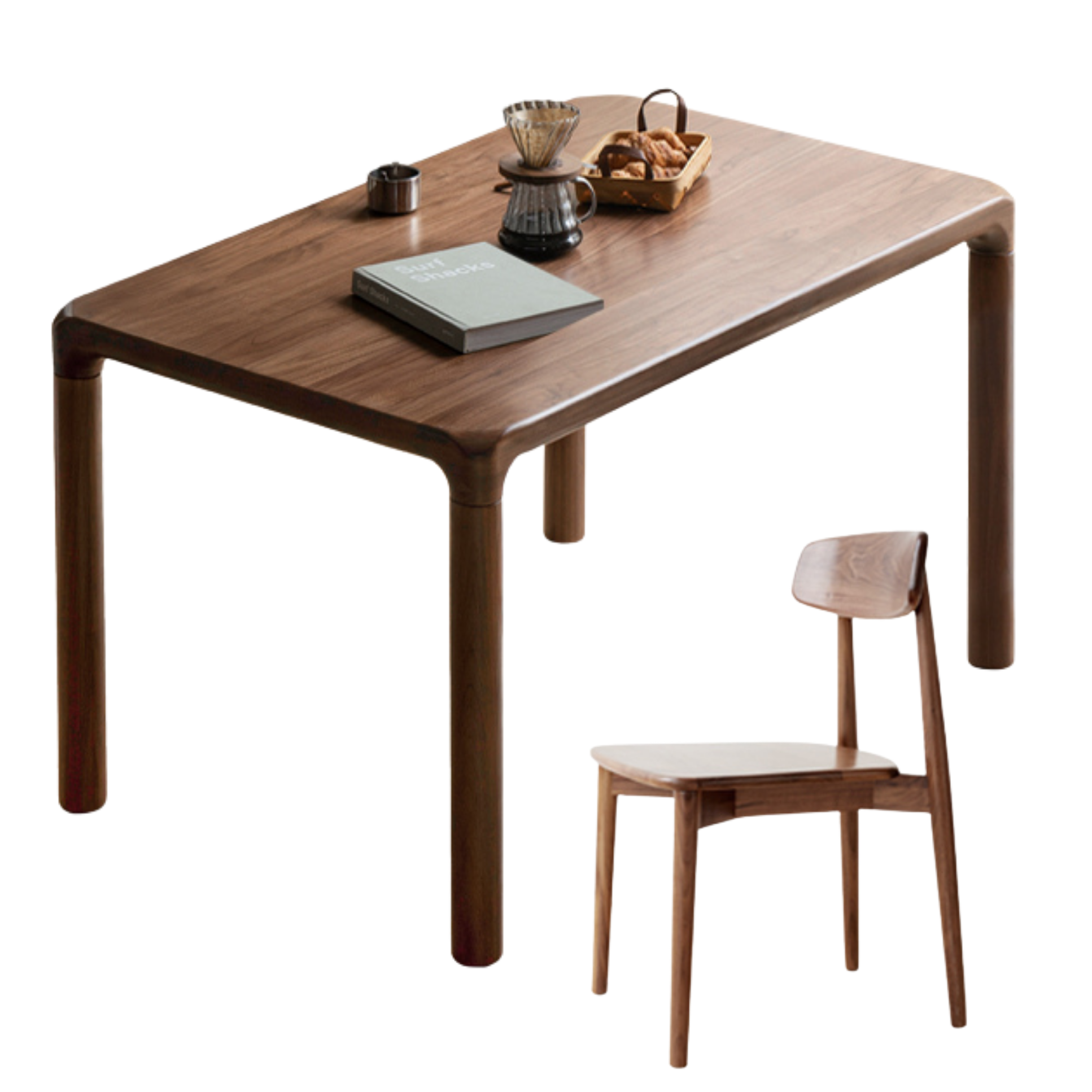 Black Walnut, Ash Solid Wood Rectangular Dining Table