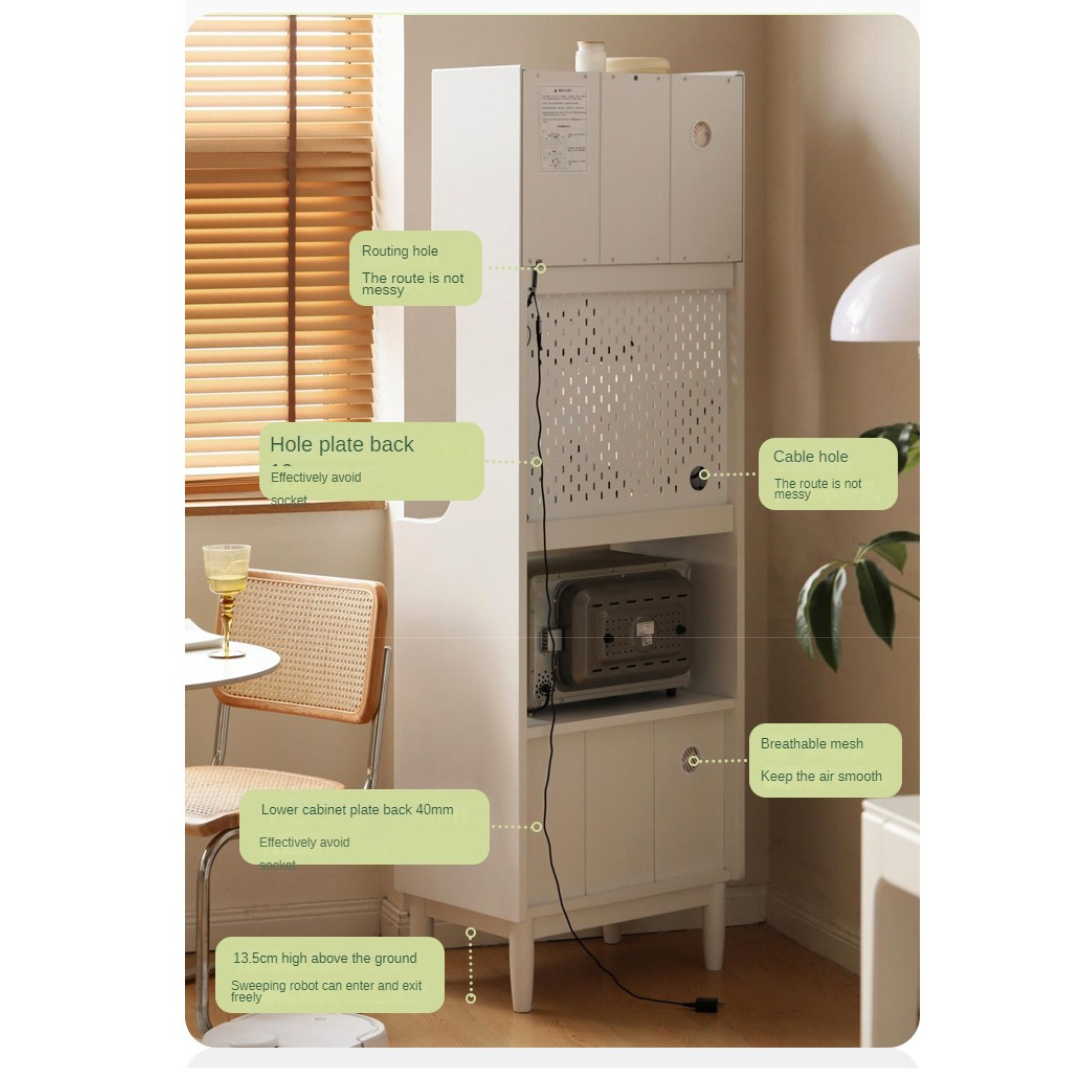Poplar Solid Wood Sideboard Narrow Cream Style