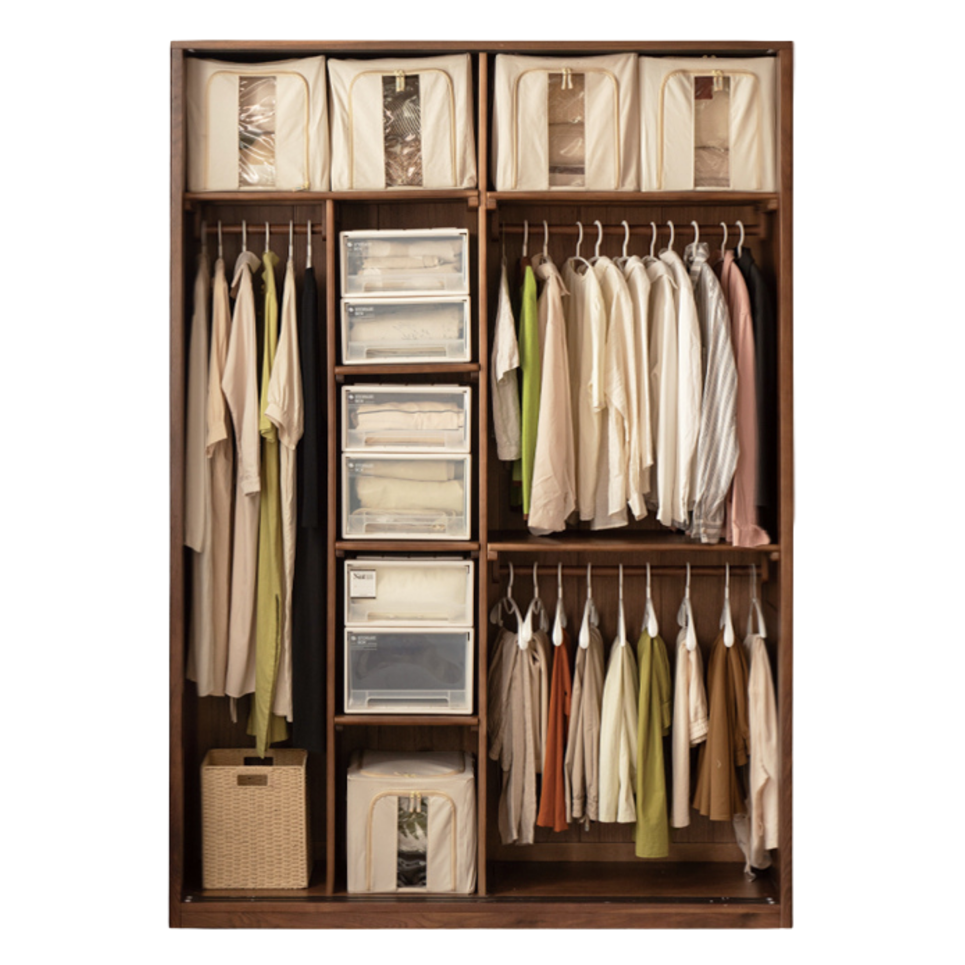 Black Walnut Solid Wood Sliding Door Wardrobe.