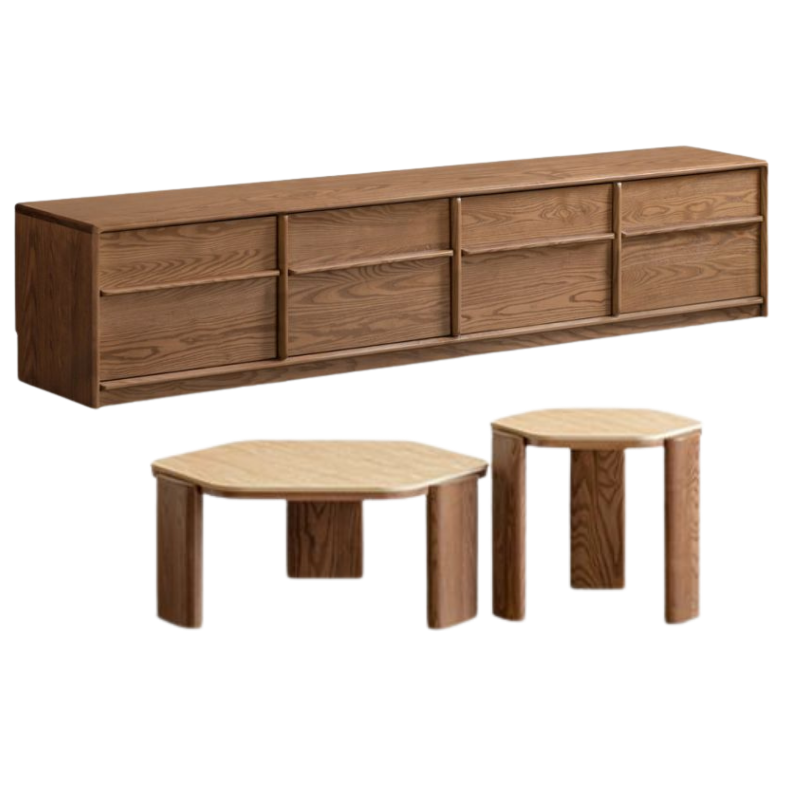 Ash Solid Wood Genuine Leather High Back Sofa