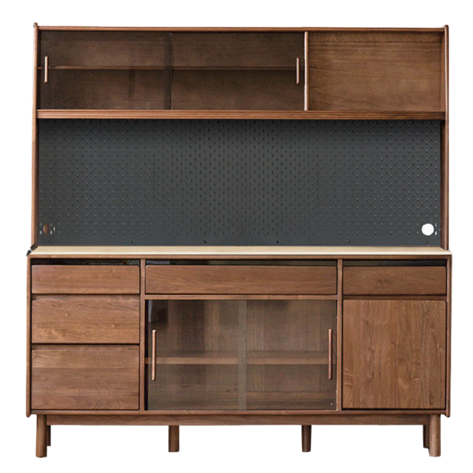 Black Walnut, Sandalwood Solid Wood Light Luxury Rock Plate Sideboard