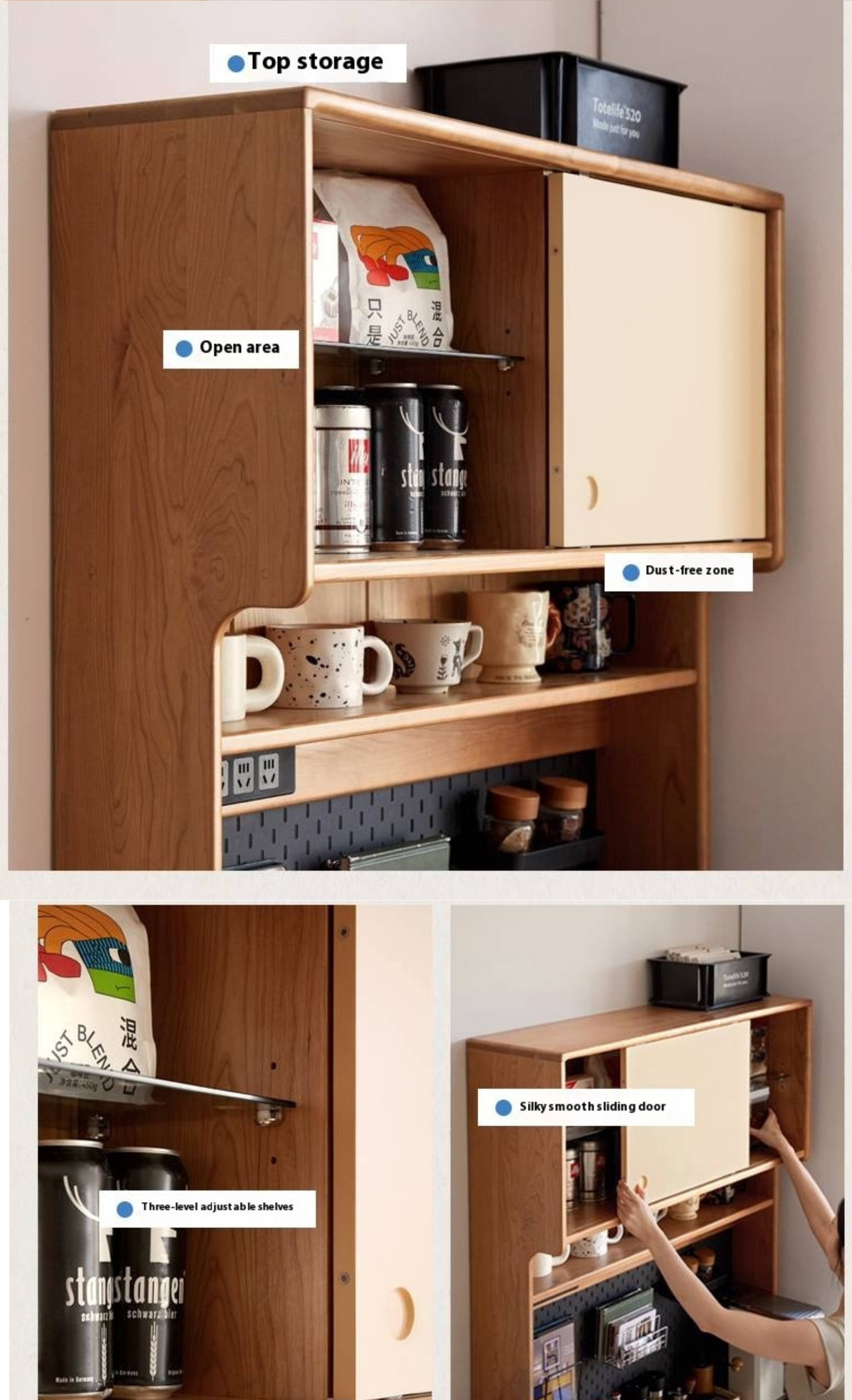 Cherry Solid Wood Retro Sideboard