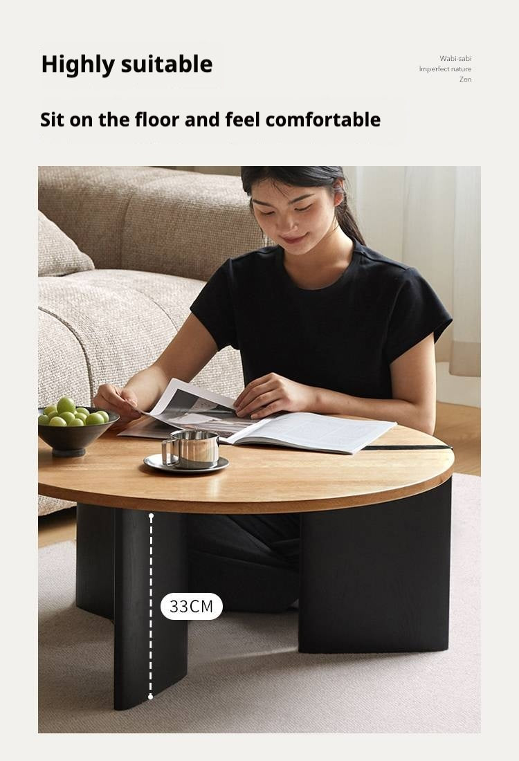 Oak Solid Wood Wabi-Sabi Style Creative Round Coffee Table