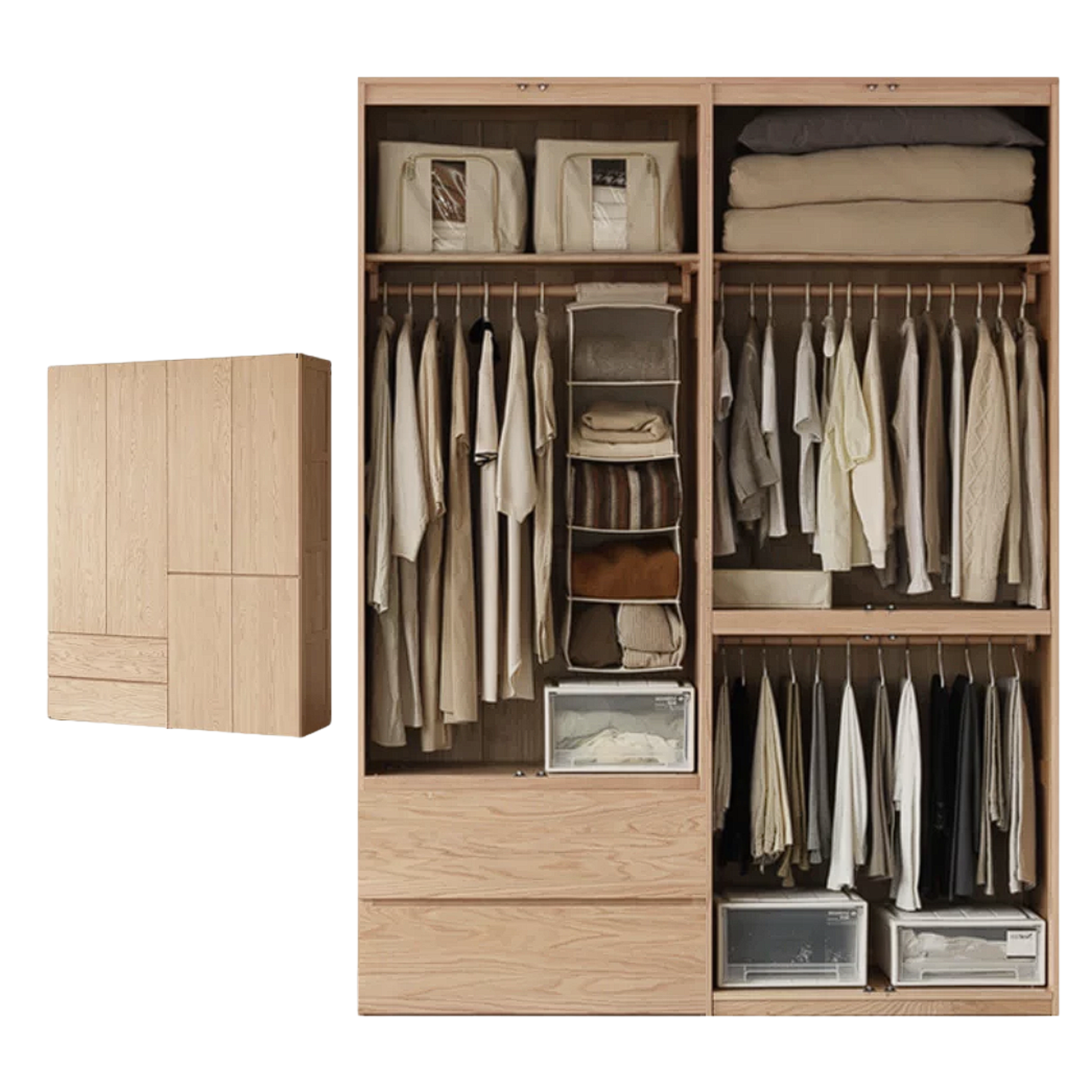 Oak, Ash Solid Wood Sectional Wardrobe