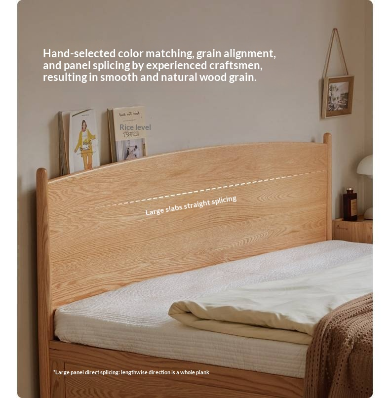 Oak Solid Wood Box Bed, Modern Minimalist