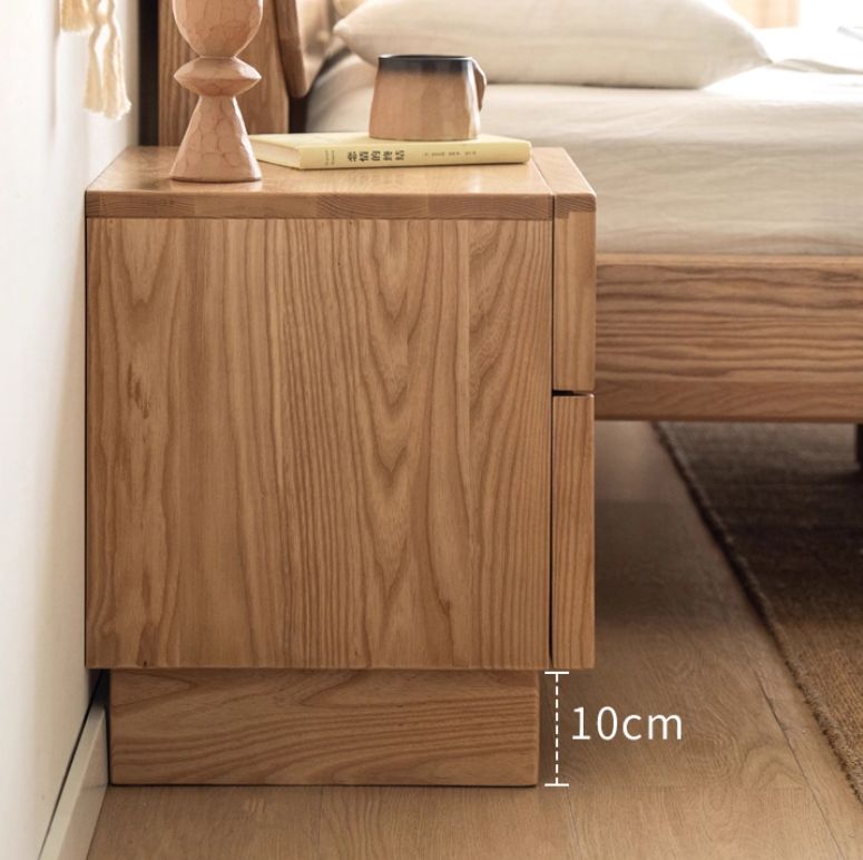 Ash Solid Wood Wabi-Sabi Style Nightstand.