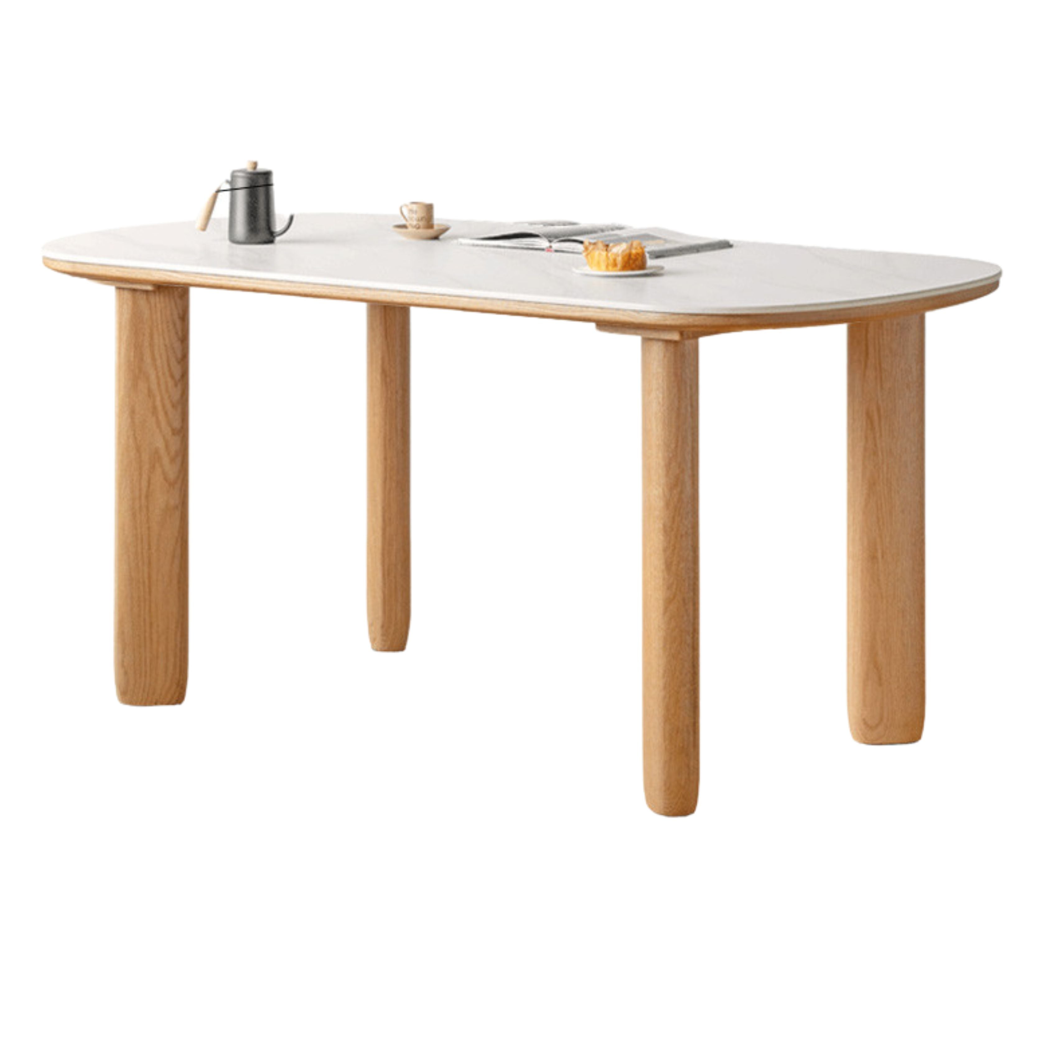 Oak Solid Wood Round Corner Long Dining Table