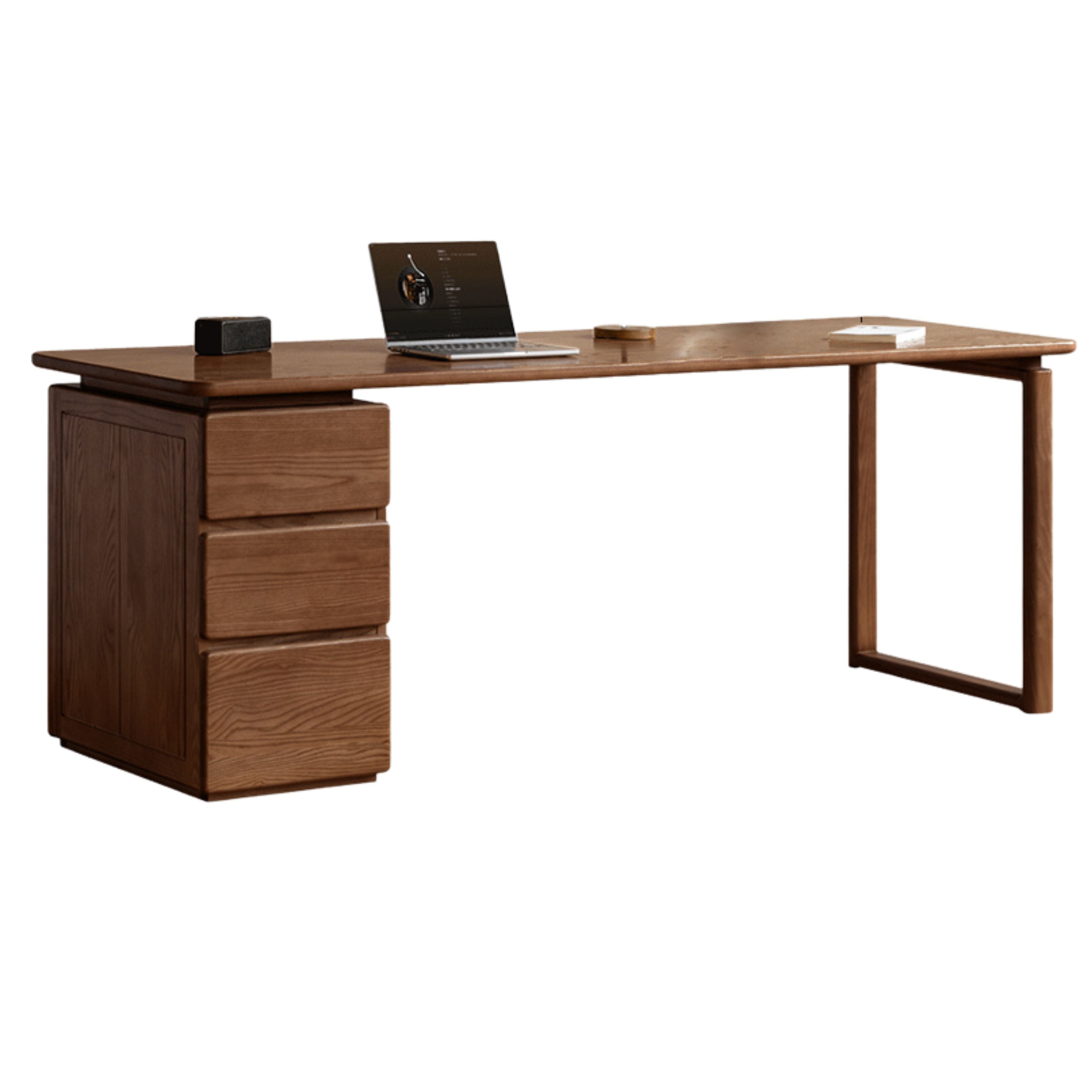 Black Walnut, Oak, Sandalwood, Ash Solid Wood Desk with Drawers