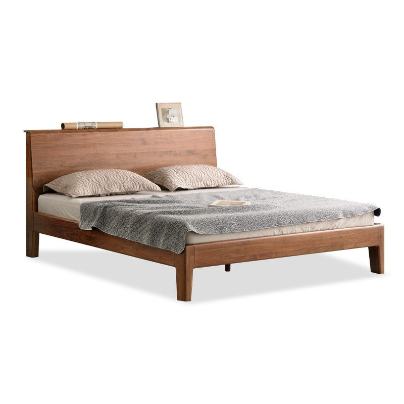 Black Walnut, Teak,Ash Solid Wood Bed Nordic Modern