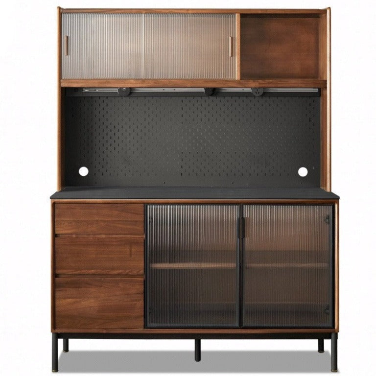 Black Walnut Solid Wood, Sandalwood Rock Sideboard Buffet Cabinet
