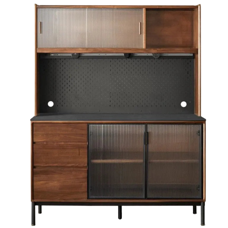 Black Walnut Solid Wood, Sandalwood Rock Sideboard Buffet Cabinet