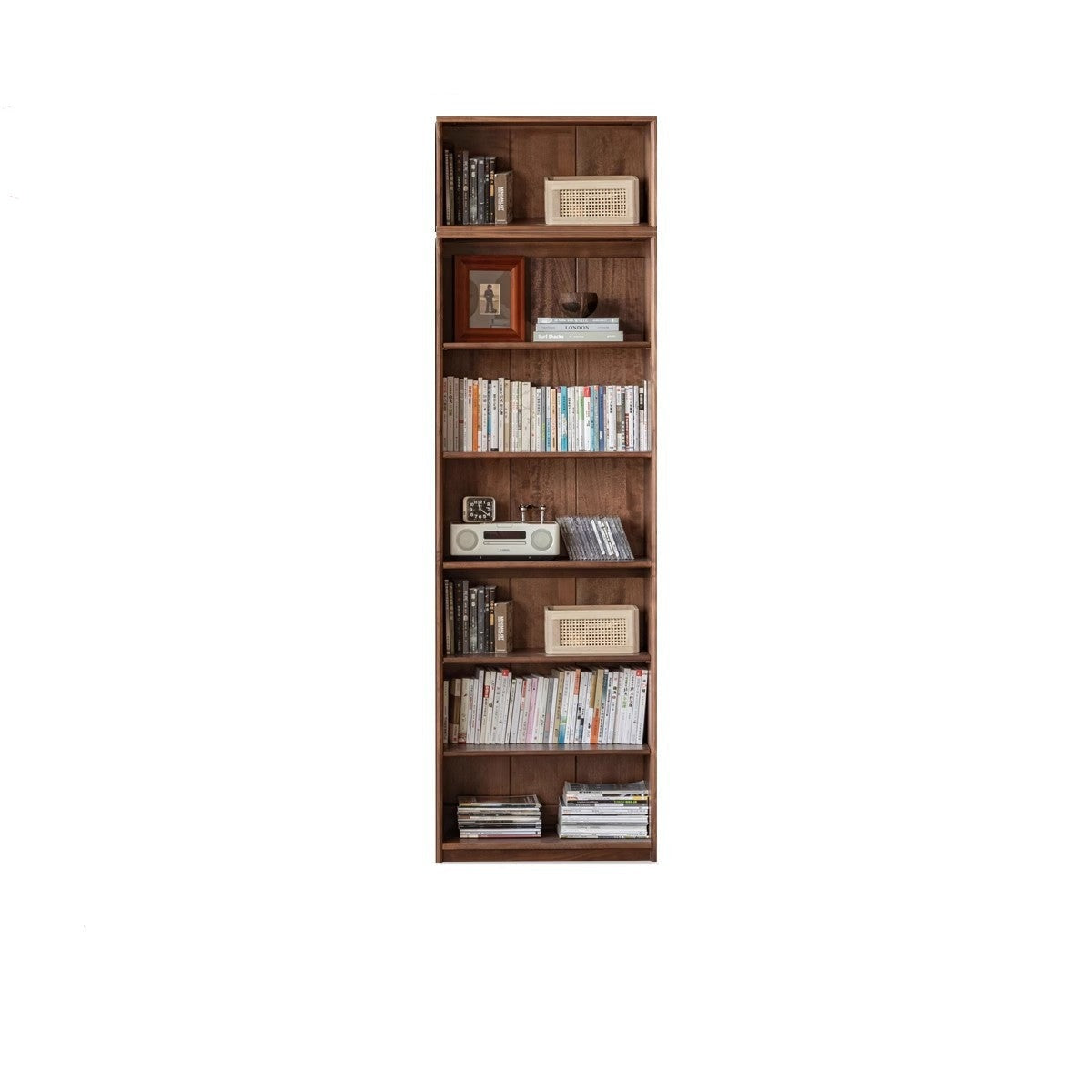 Black Walnut Solid Wood flat glass Double-door bookcase