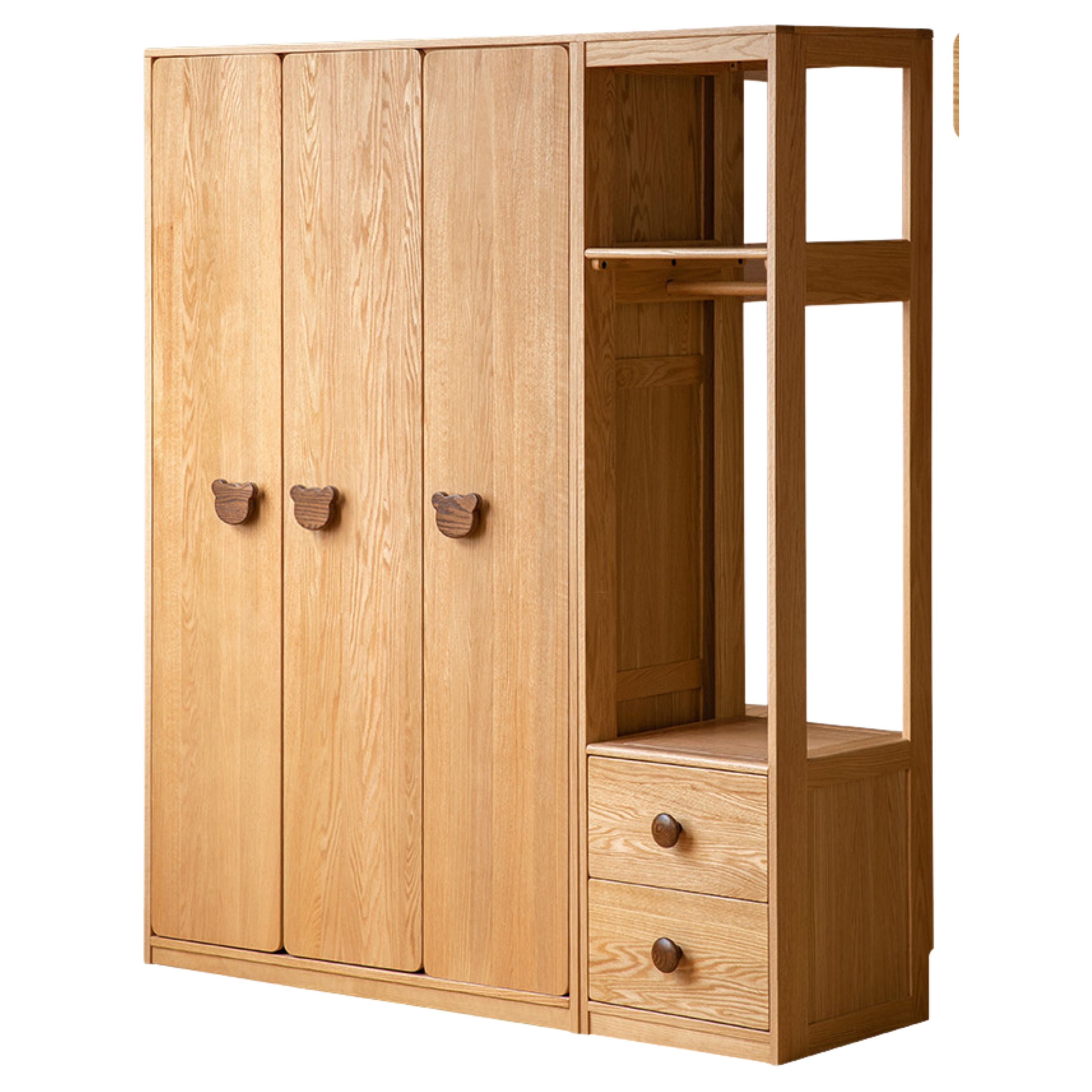 Oak Solid Wood Children's Wardrobe Combination
