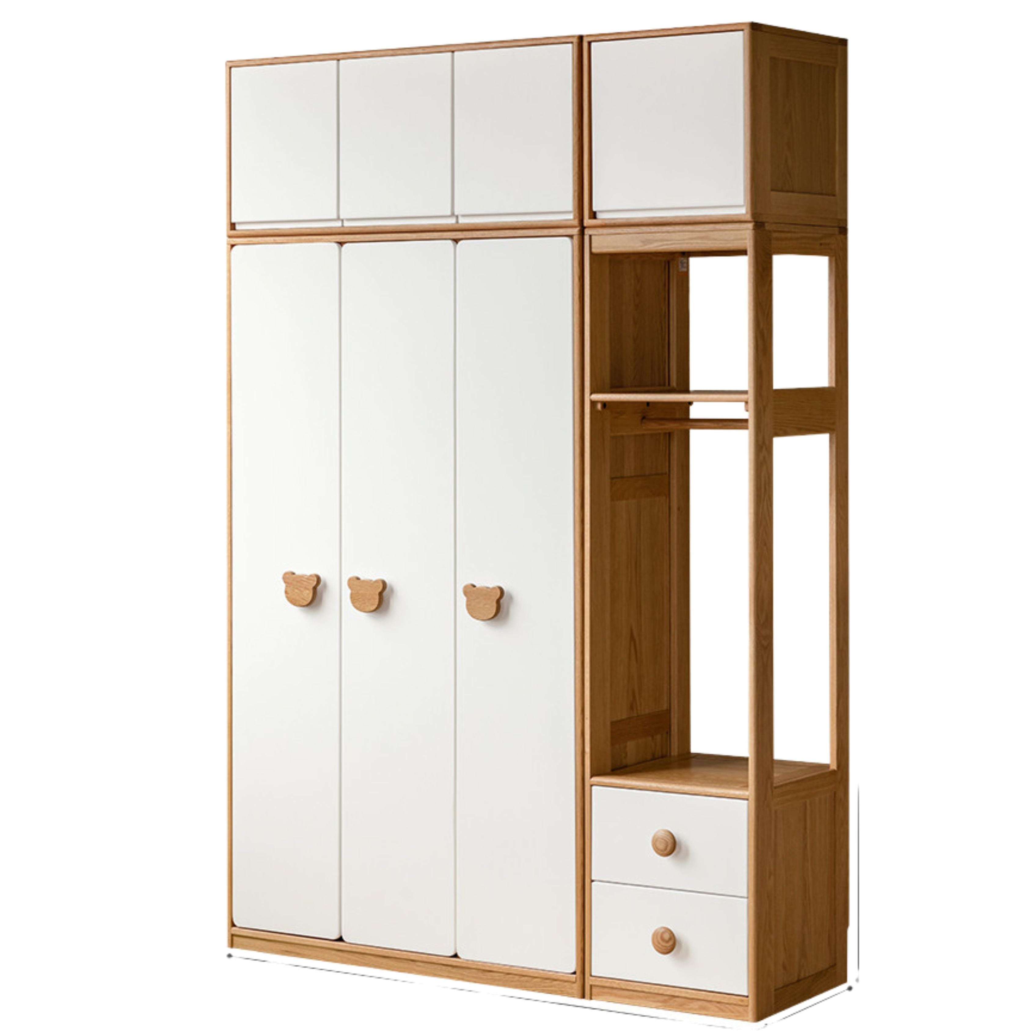 Oak Solid Wood Children's Wardrobe Combination