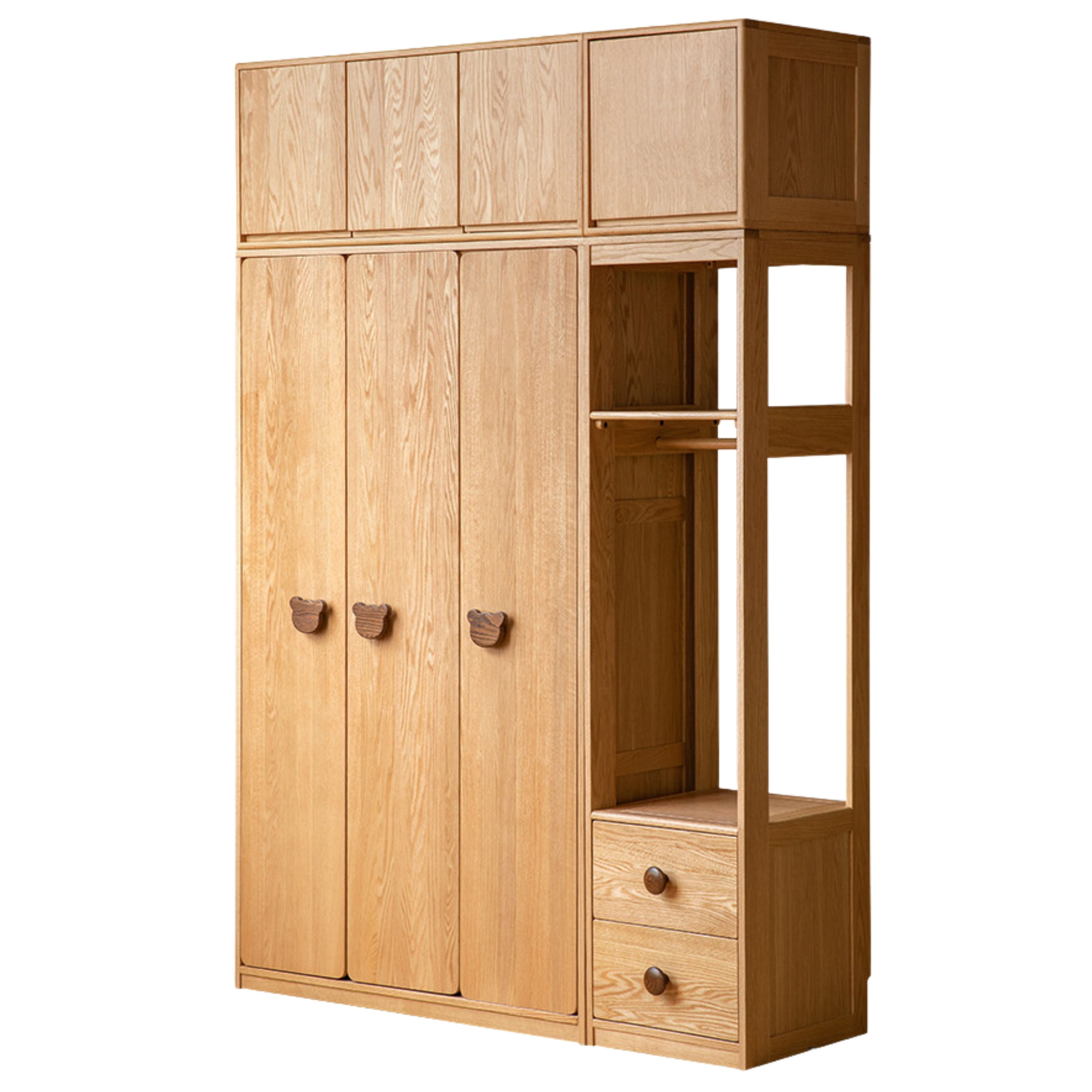 Oak Solid Wood Children's Wardrobe Combination