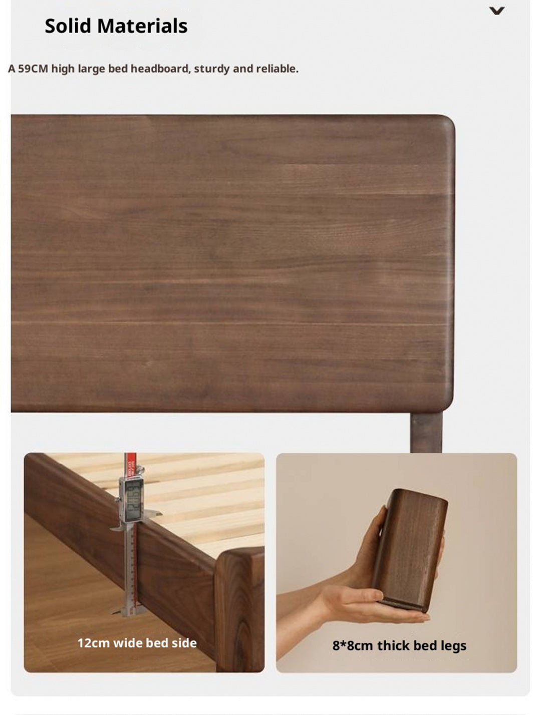 Black Walnut, Sandalwood,Oak Bed with High Headboard