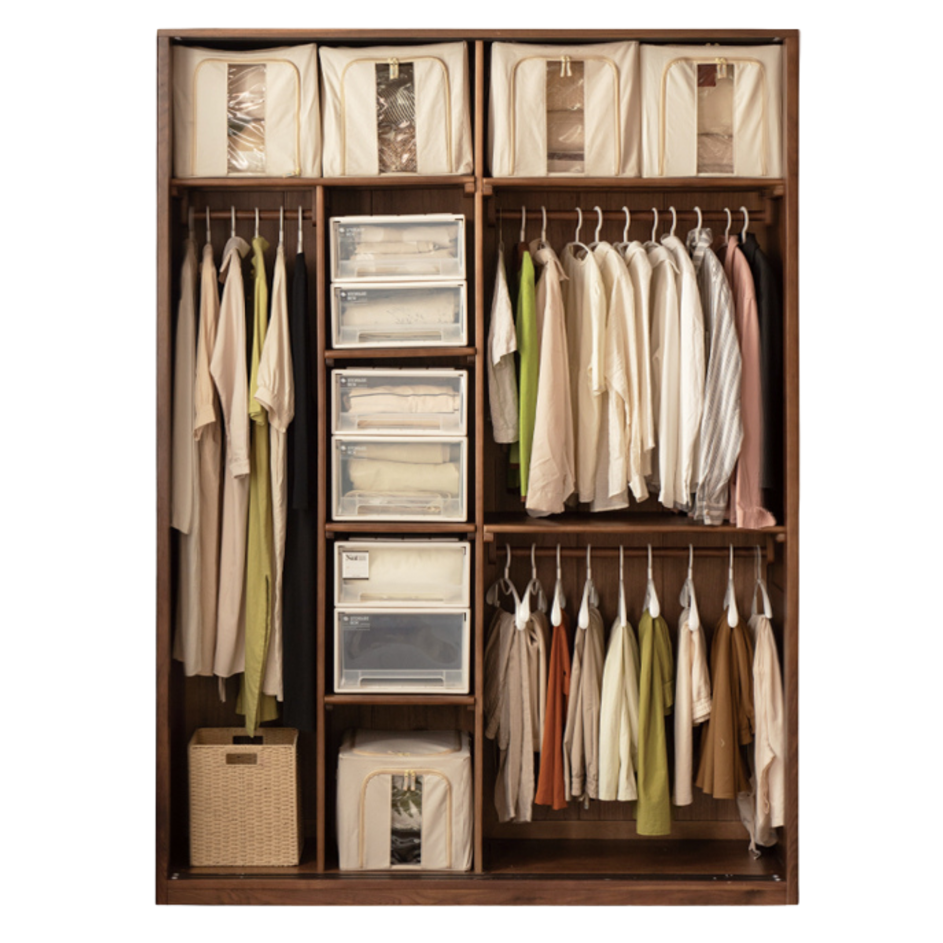 Black Walnut Solid Wood Sliding Door Wardrobe.